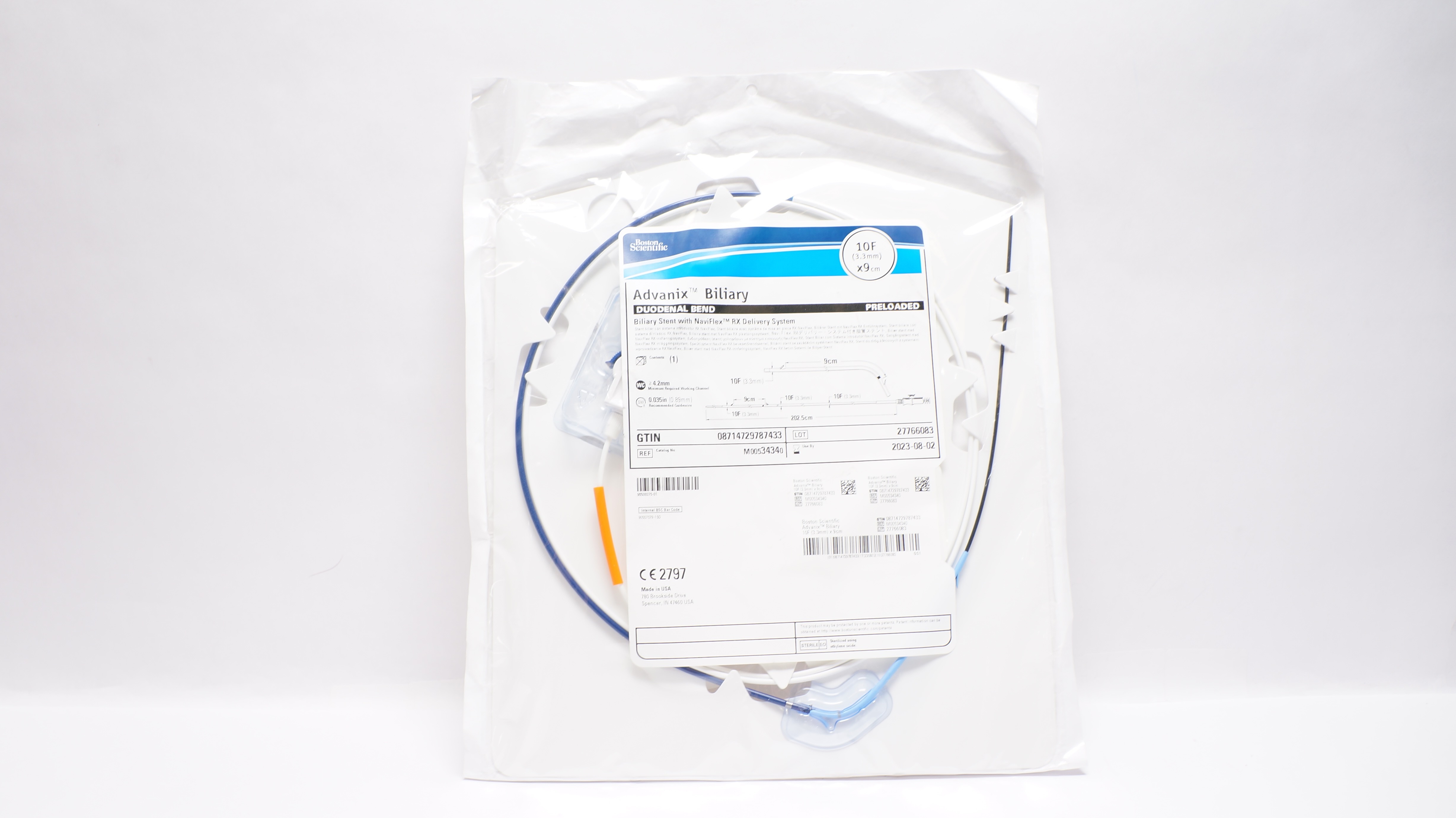 Boston Scientific M00534340 Advanix Biliary Duodenal Bend Stnt 10F x 9cm (x)