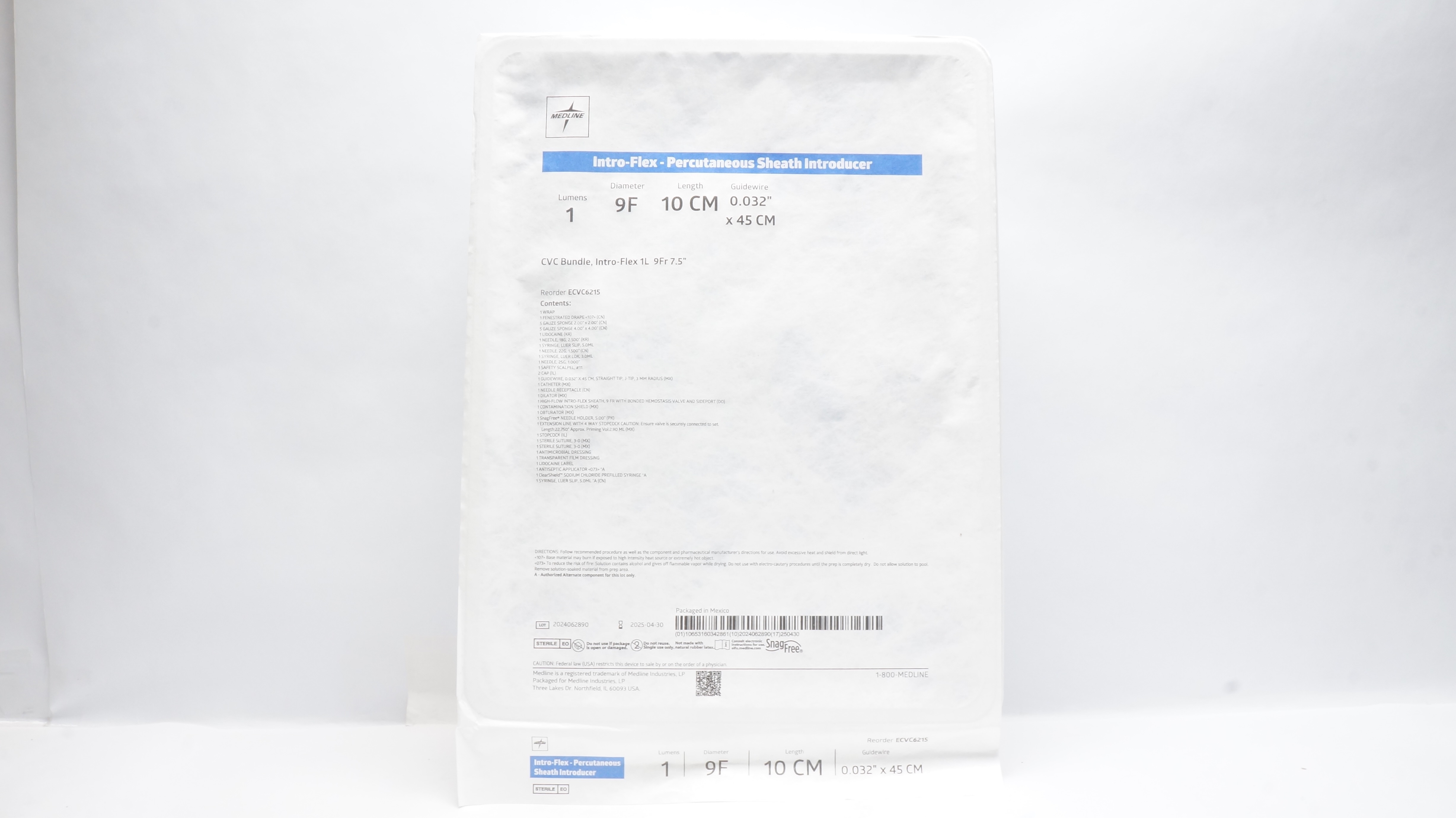 Medline ECVC6215 Intro-Flex-Percutaneous Sheath Introducer 0.032In x 45cm