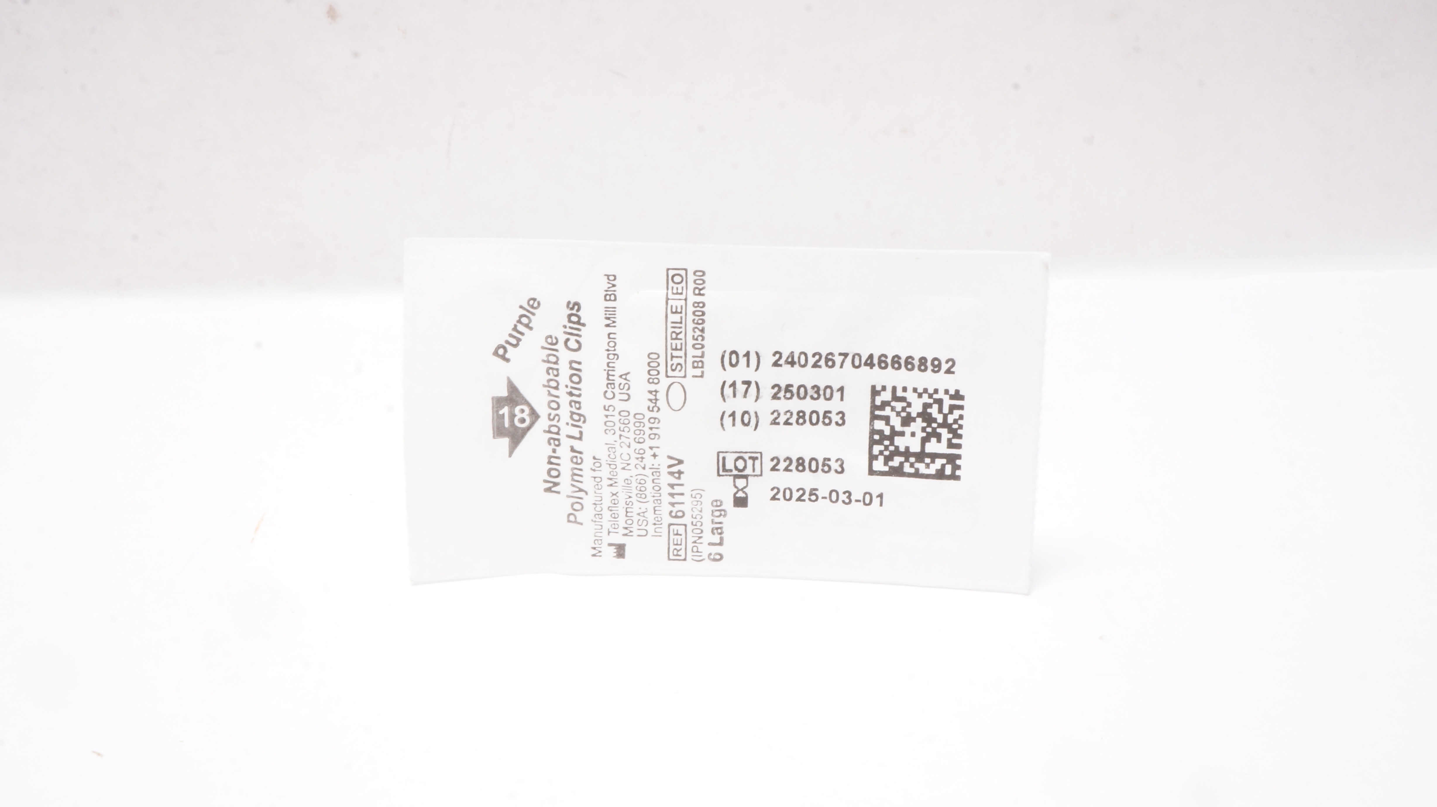 Vesocclude Medical 61114V Polymer Ligation Clips 6 Large
