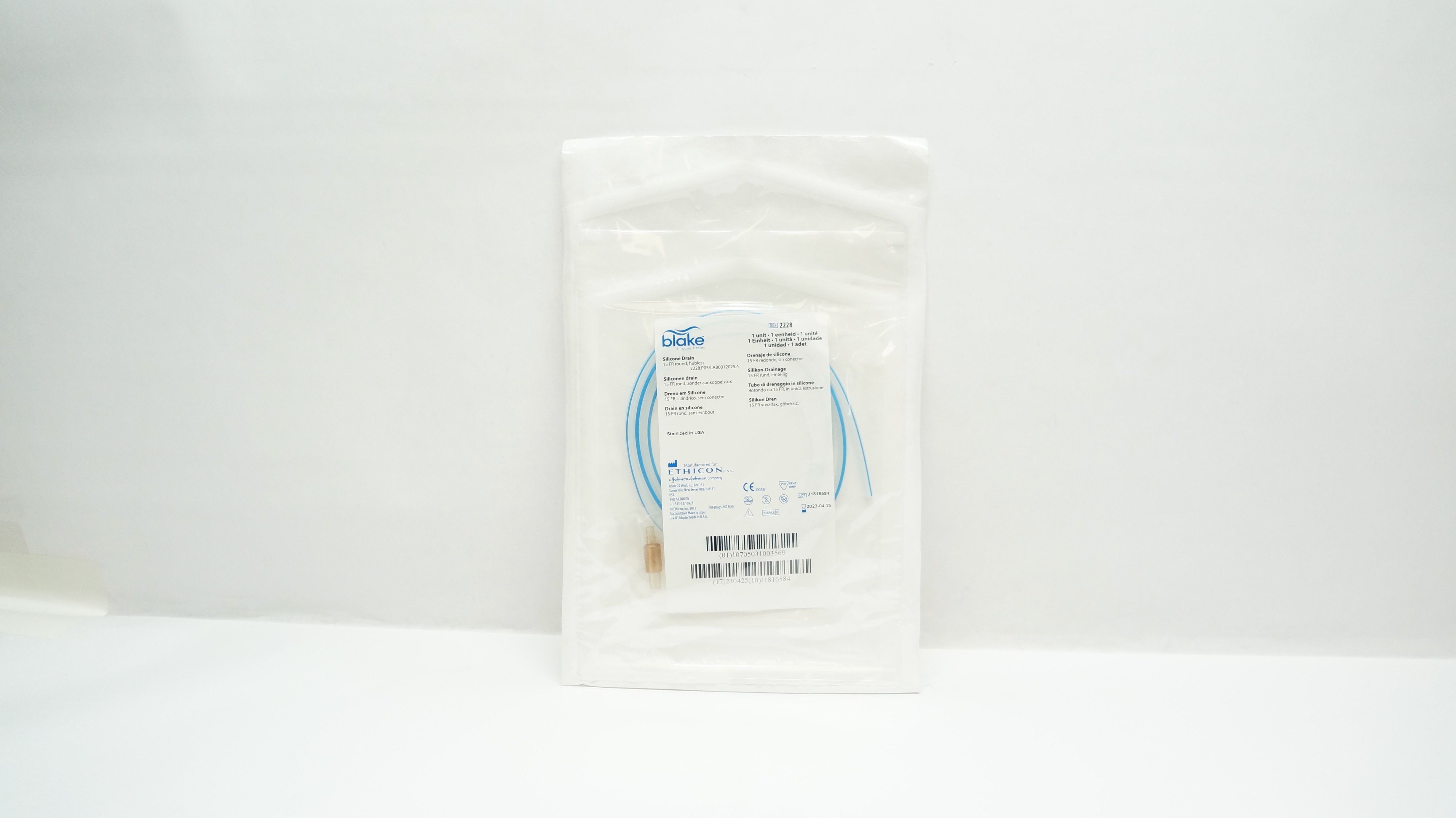 Ethicon 2228 Blake Round Hubless Silicone Drain, 15 Fr. (x)