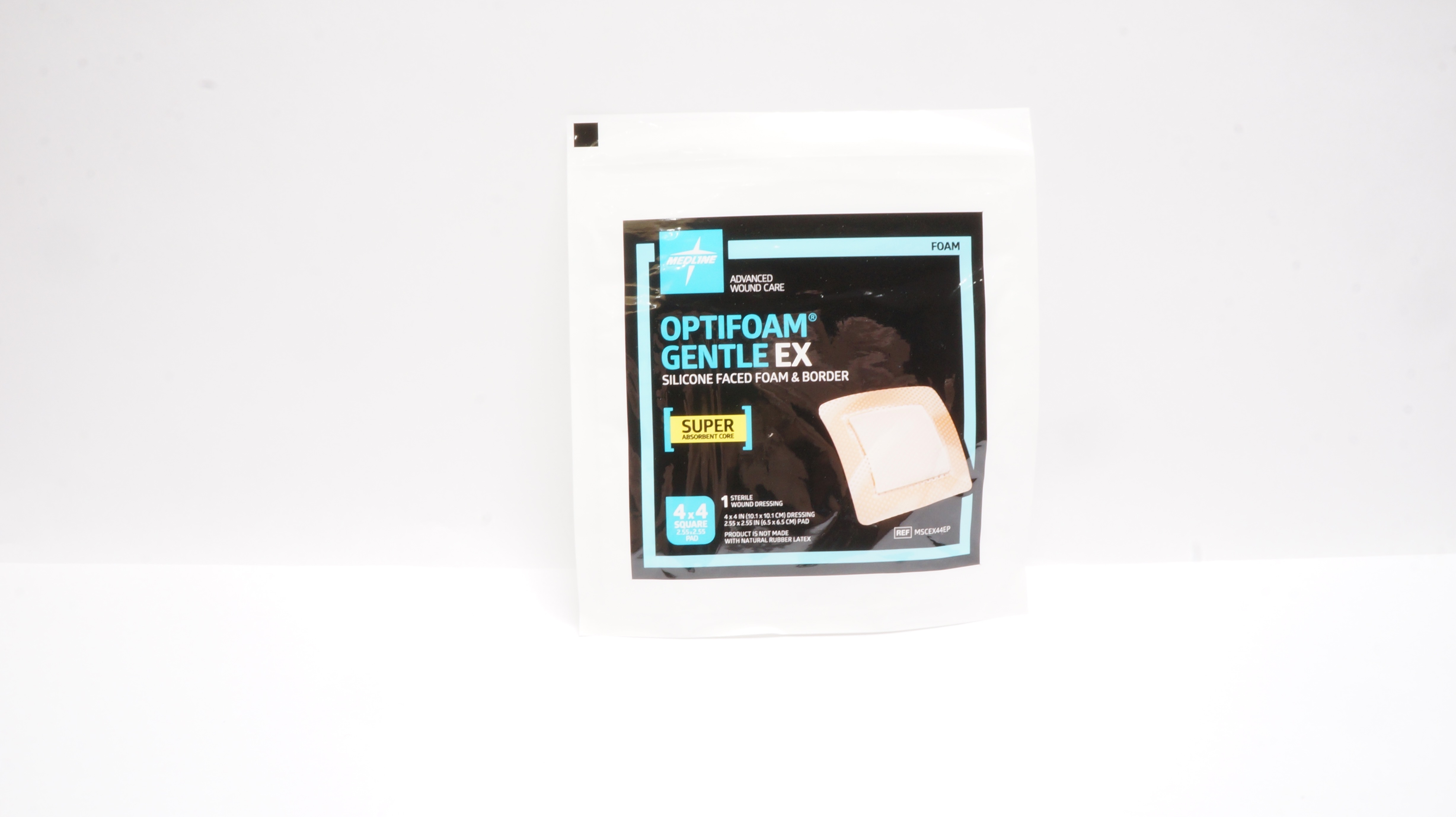 Medline MSCEX44EP Optifoam GentleEx Silicone Faced Foam&Border Dressing 4 x 4inch