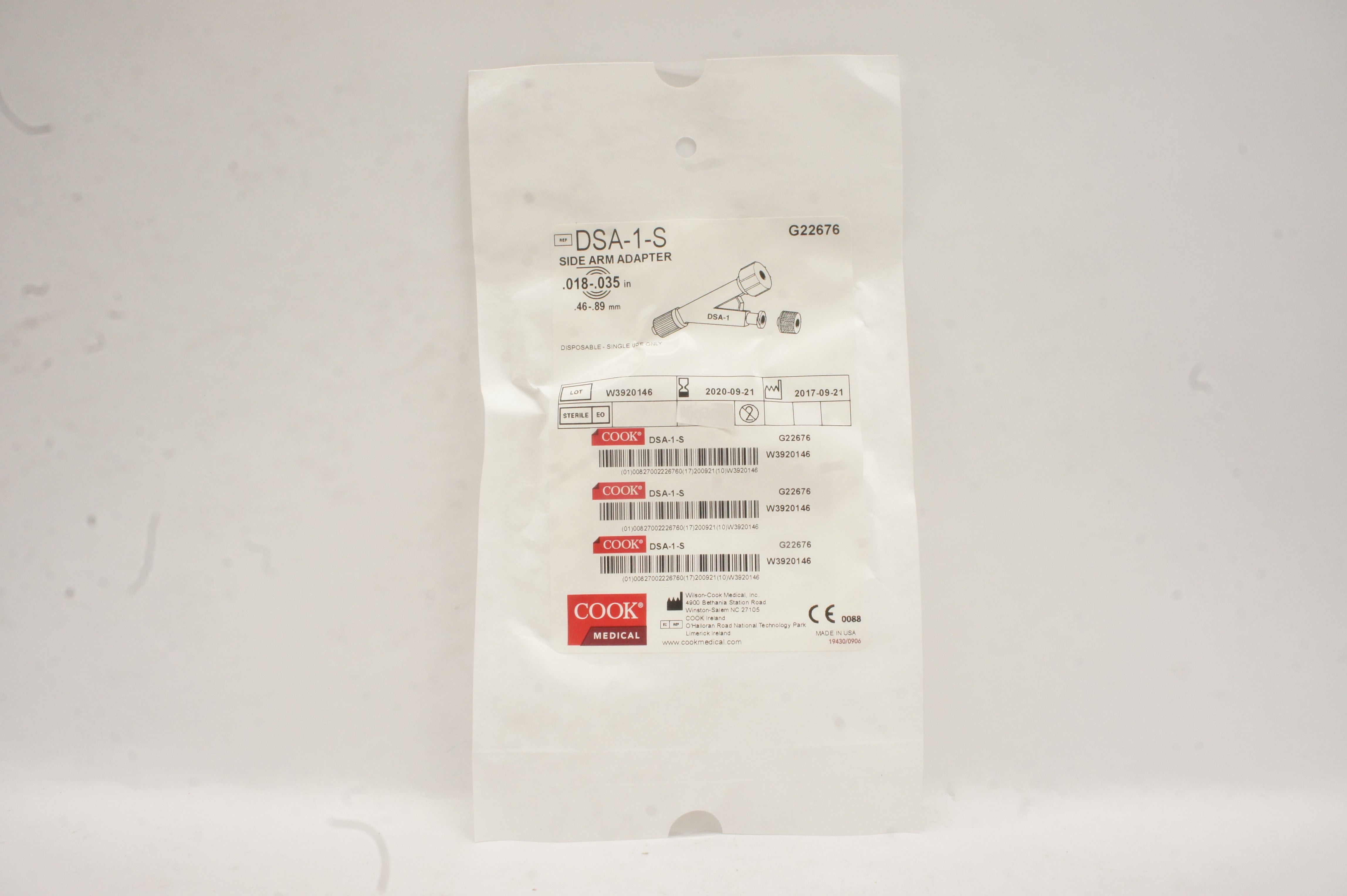 Cook Medical G22676 Side Arm Adapter DSA-1 .018-.035inch (x)