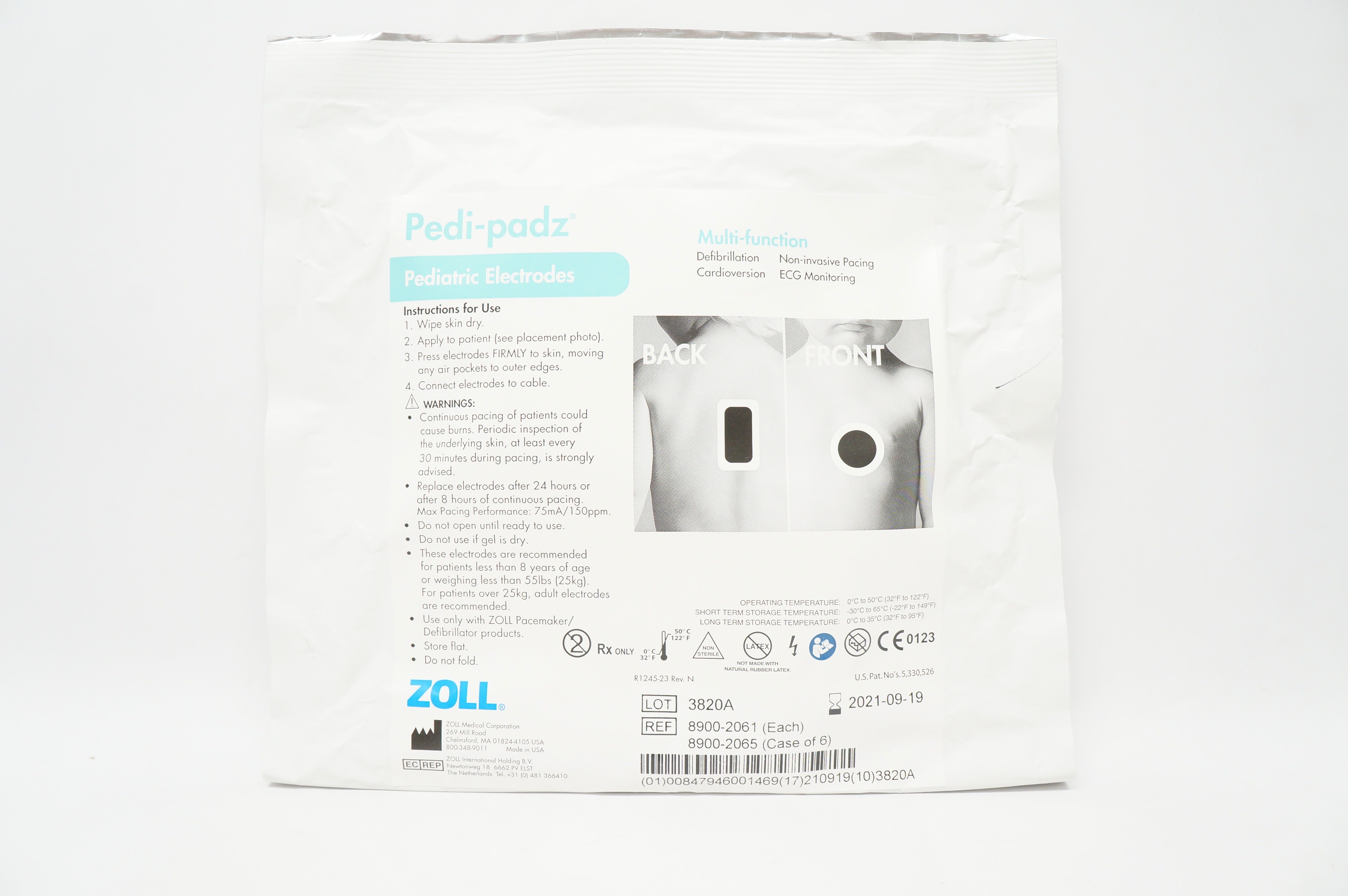Zoll 8900-2061 Pedi-padz Multi-Function Pediatric Electrodes > 8Years >55lbs (x)