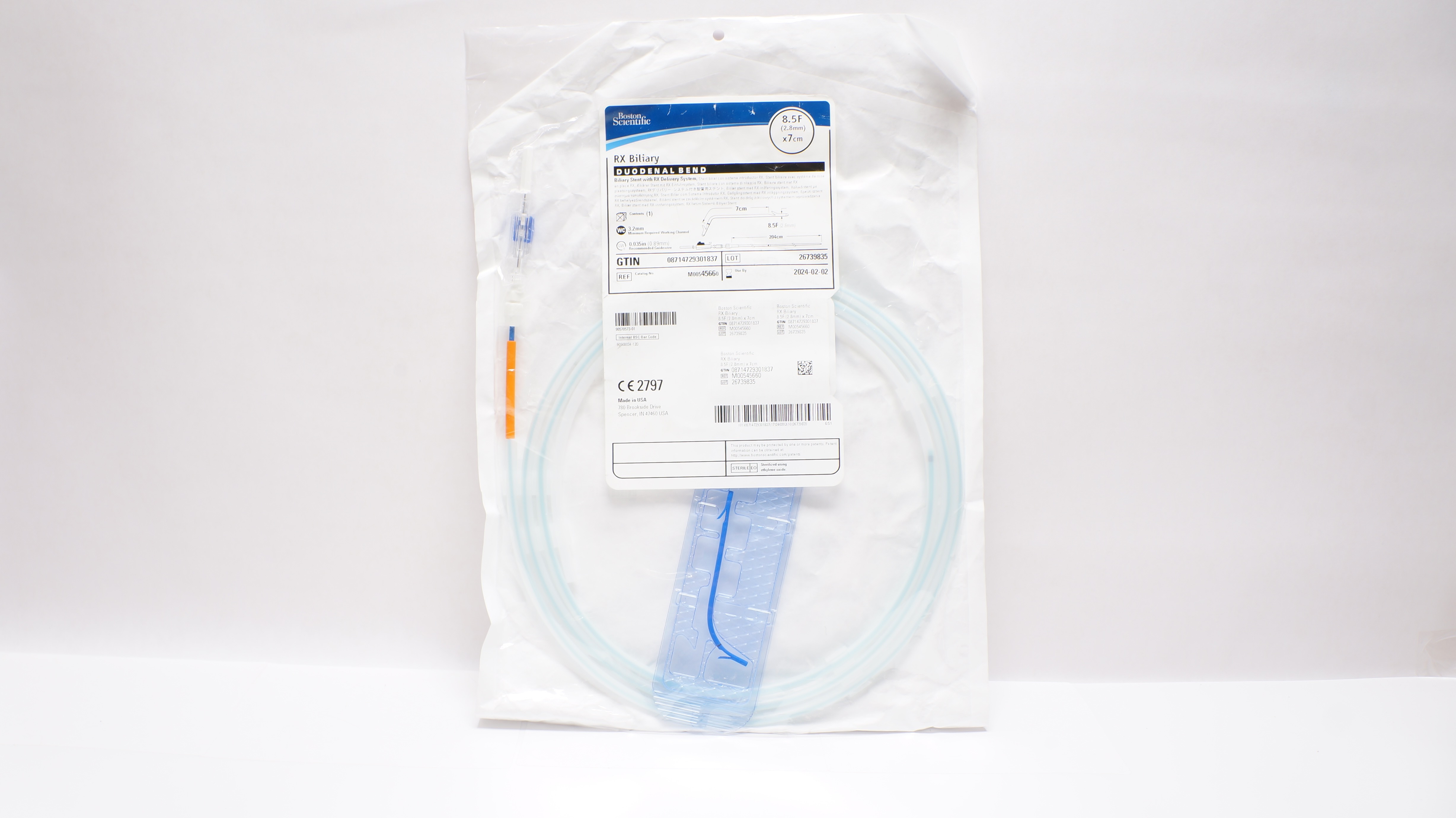 Boston Scientific M00545660 Rx Biliary Duodenal Bend Stnt 8.5F x 7cm