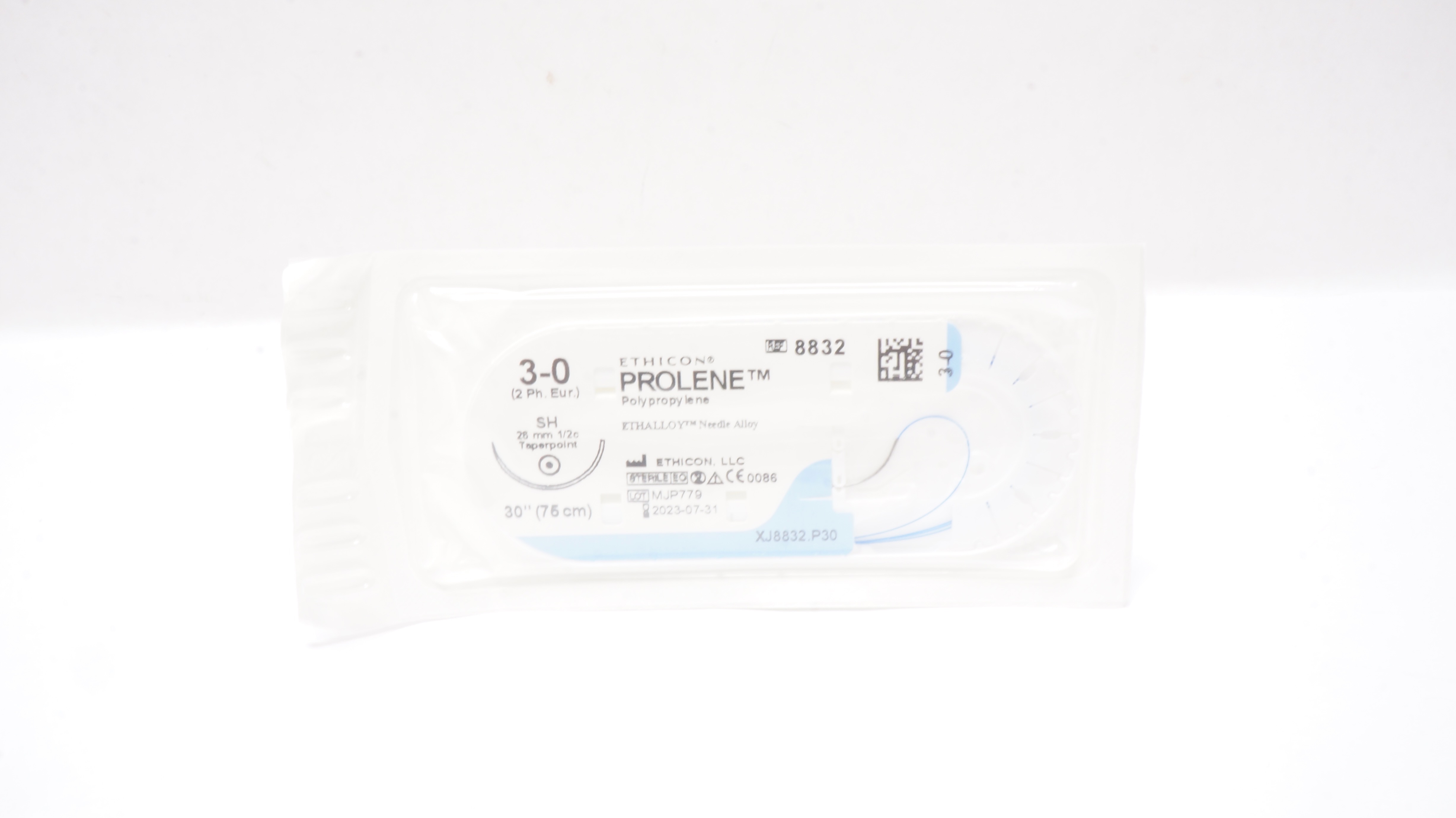 Ethicon 8832 3-0 Prolene Polypropylene Stre SH 26mm 1/2c Taperpoint 30 inch