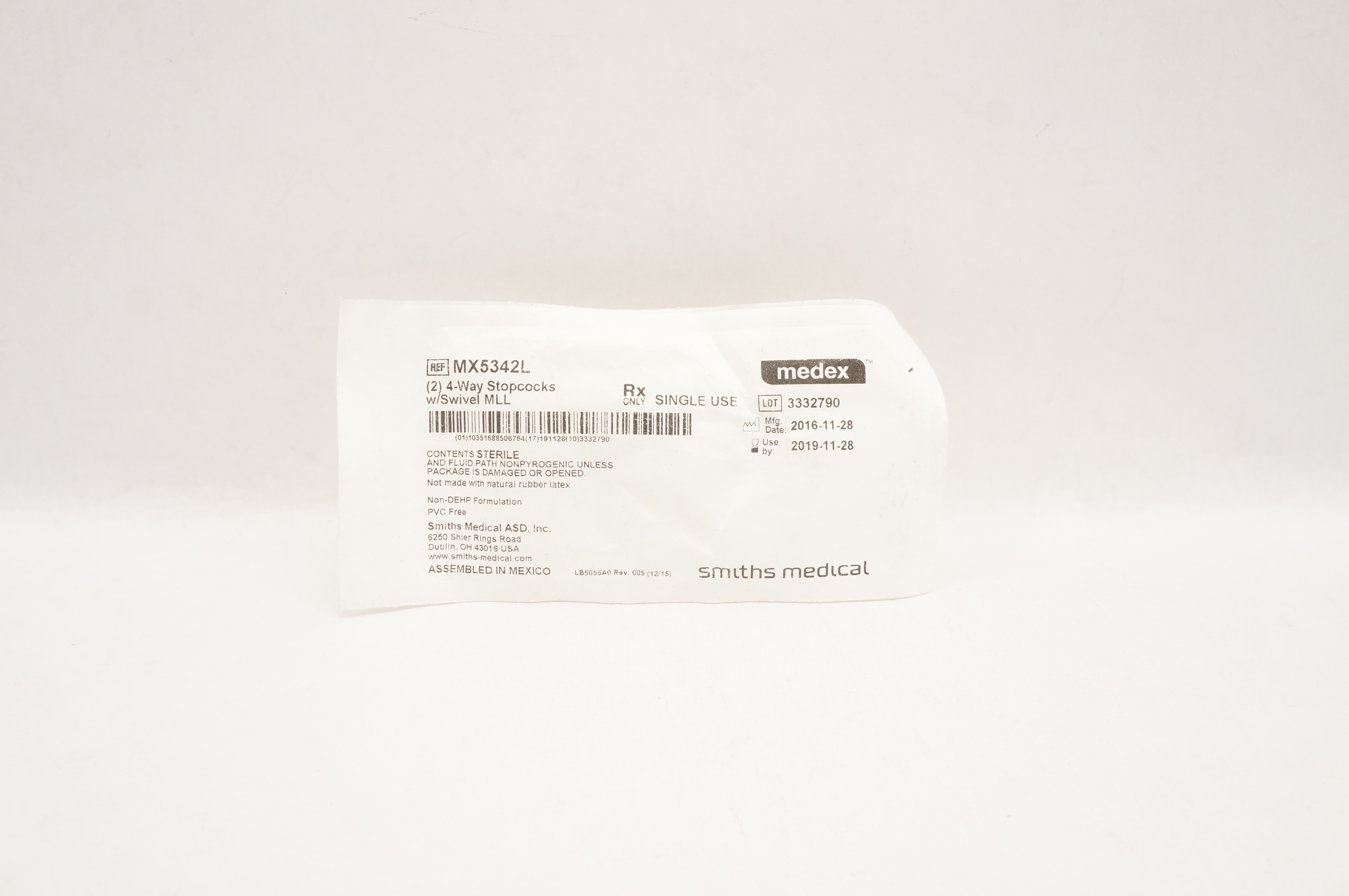 Smiths Medical MX5342L Medex 4 Way Stopcocks w/Swivel MLL (x) - Pack of 2