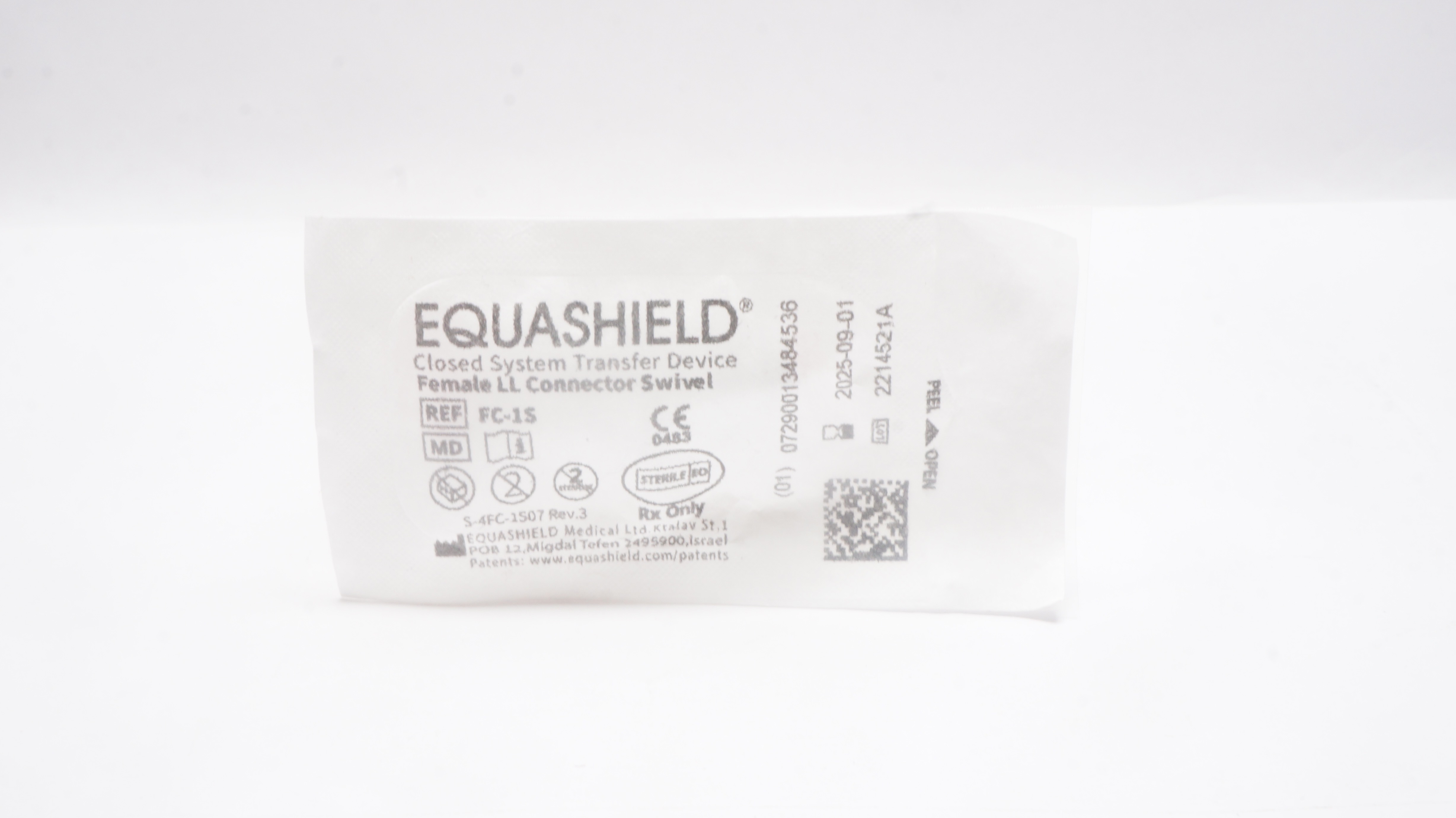 Equashield FC-1S Closed System Transfer Device Female LL Connector Swivel
