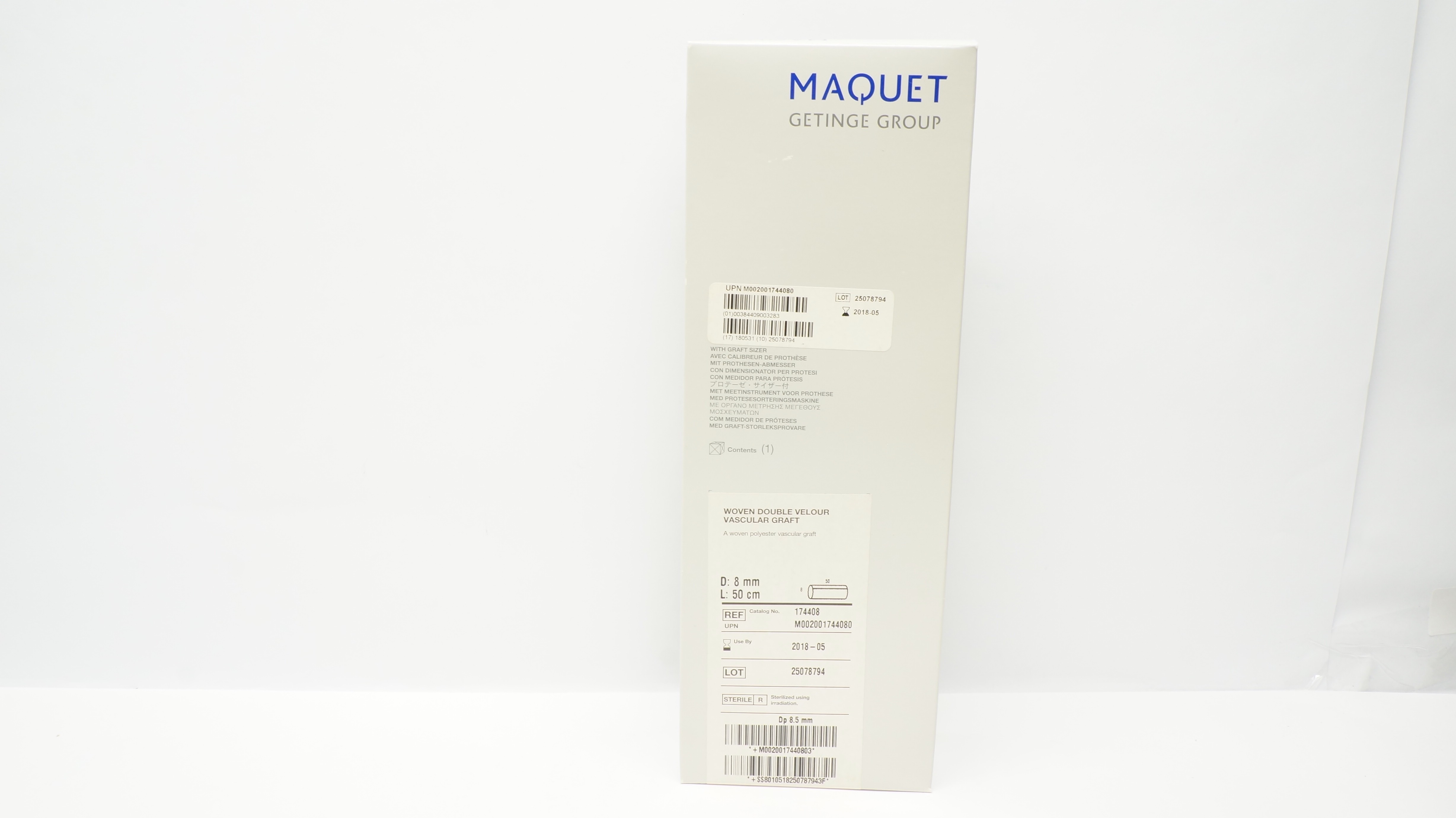 Maquet 174408 Woven Double Velour Vascular Graft 8mm x 50cm (x)