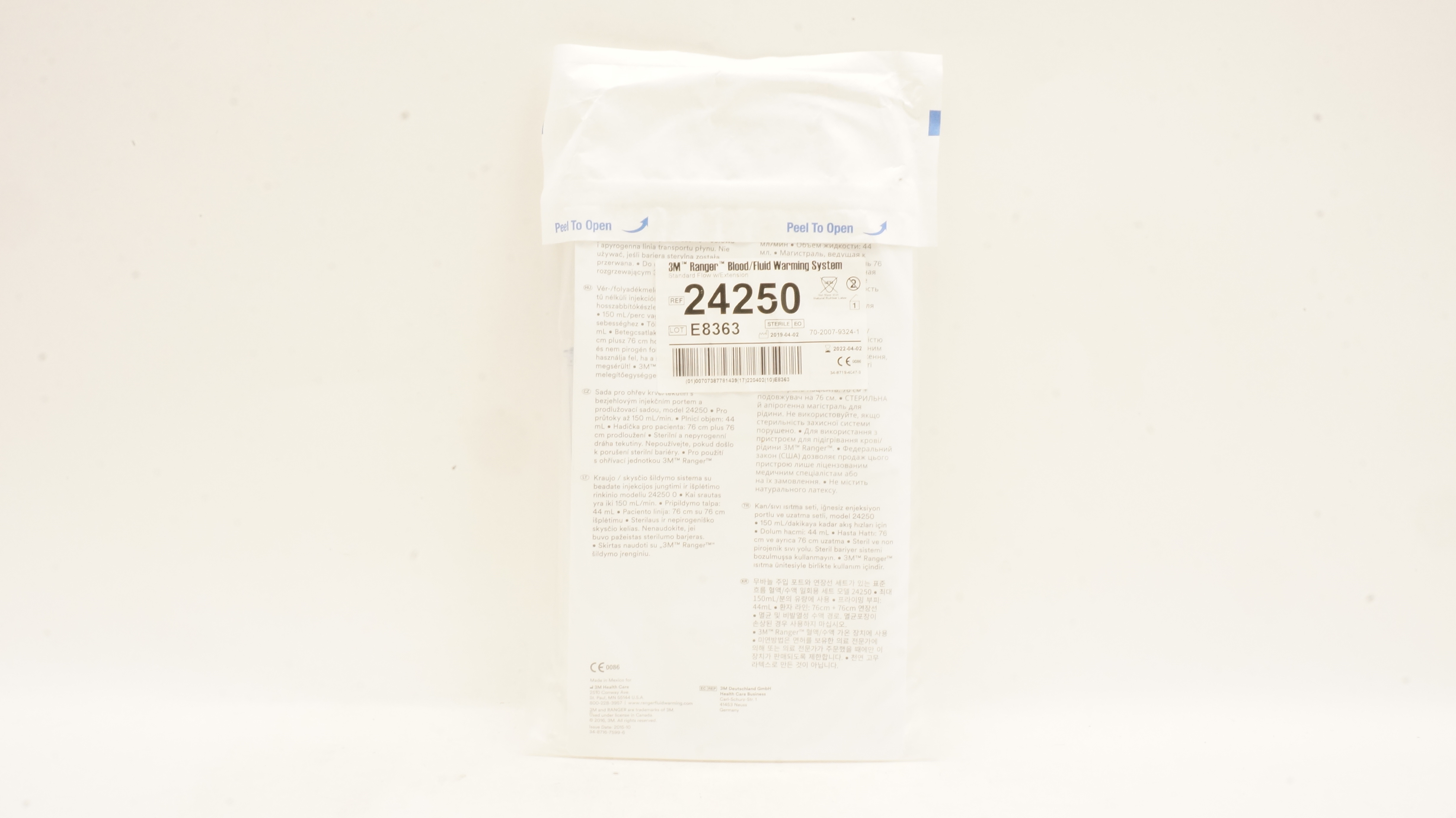 3M 24250 Ranger Standard Flow Blood/Fluid Warming Set with Extension