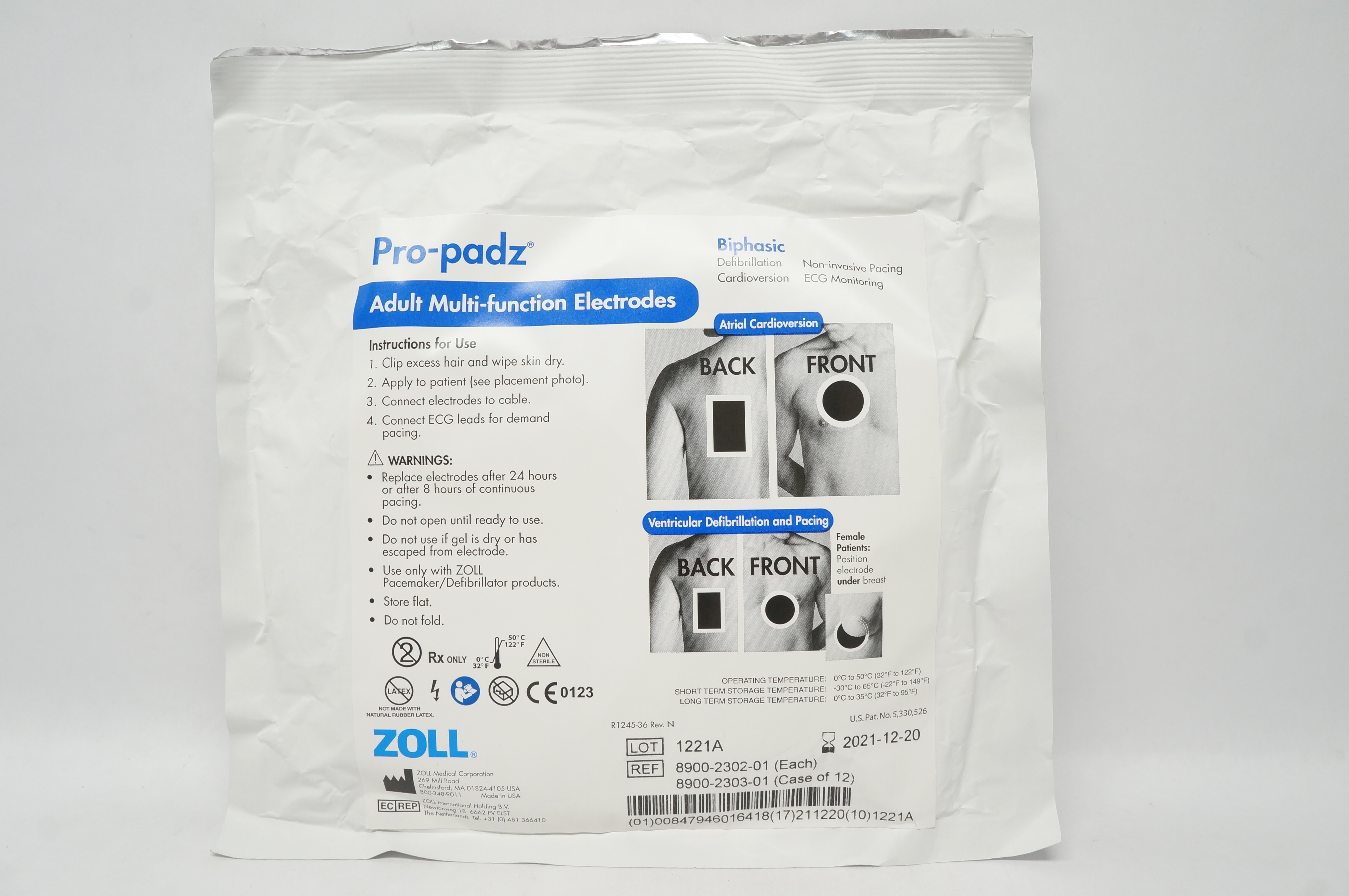 Zoll 8900-2302-01 Pro-Padz Adult Multi-Function Electrodes Biphasic (x)