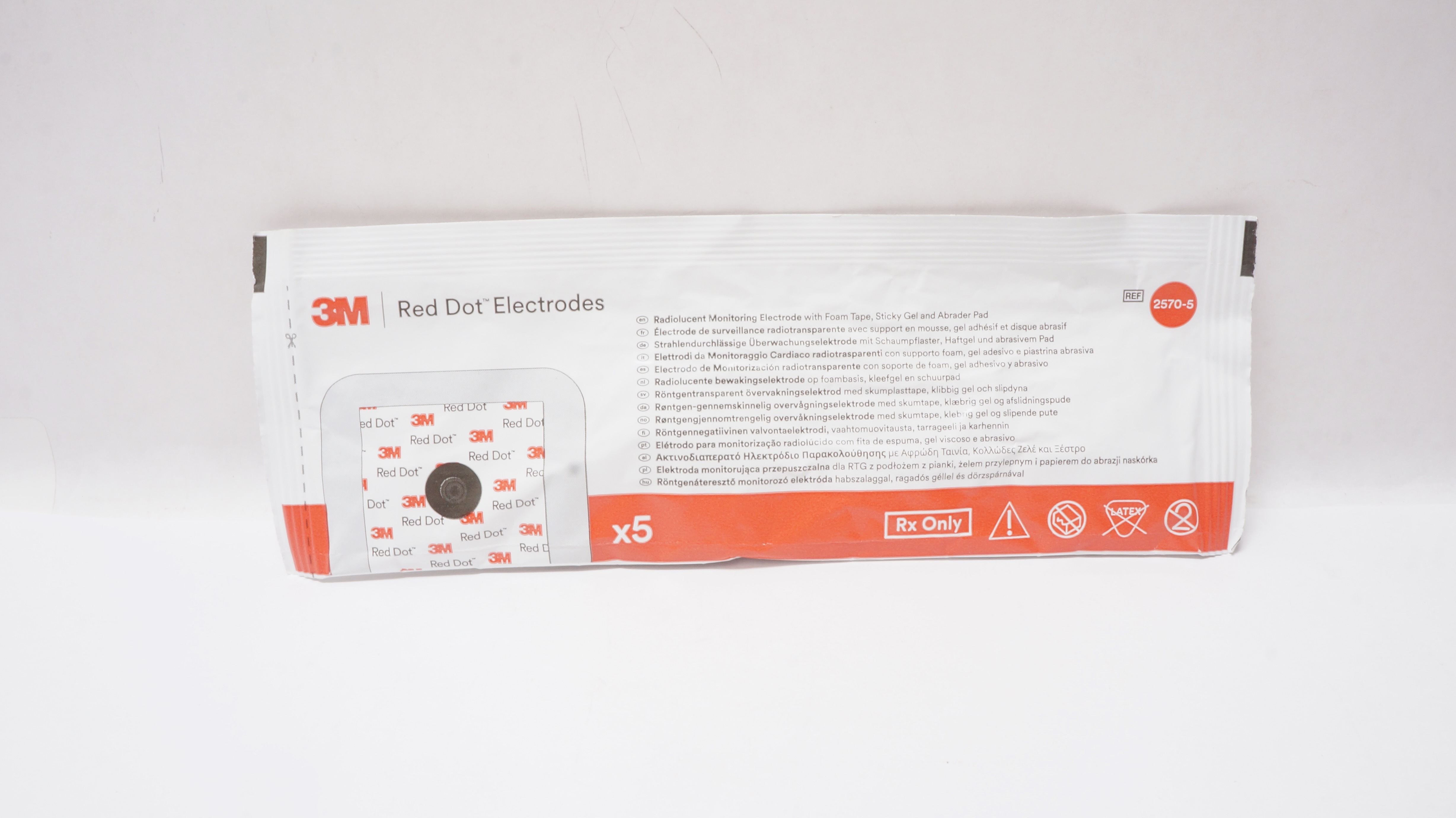 3M 2570-5 Radiolucent Monitoring Electrode Foam Tape Abrader Pad - Pack of 5