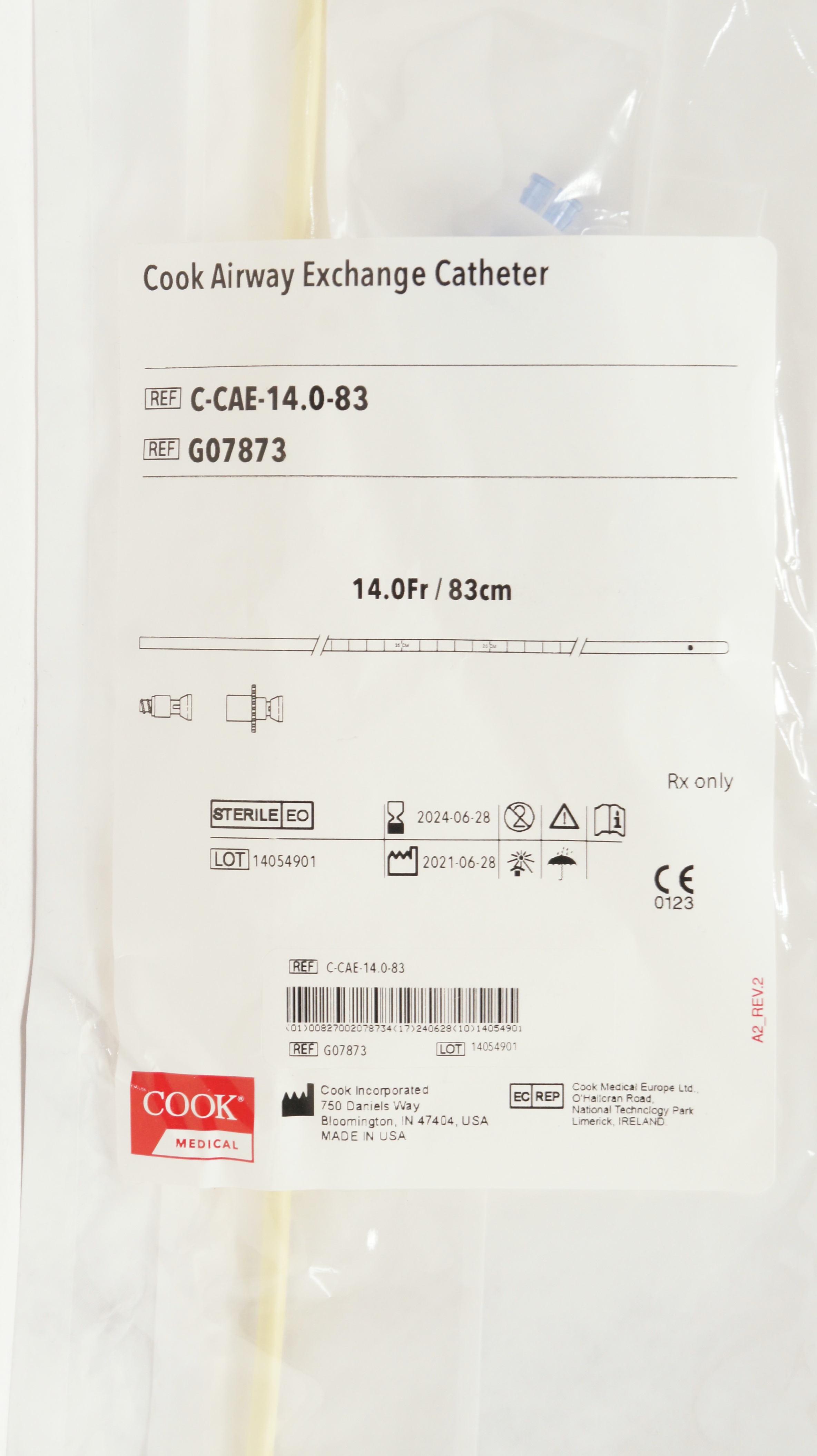 Cook G07873 Airway Exchange Cath. 14.0Fr x 83cm