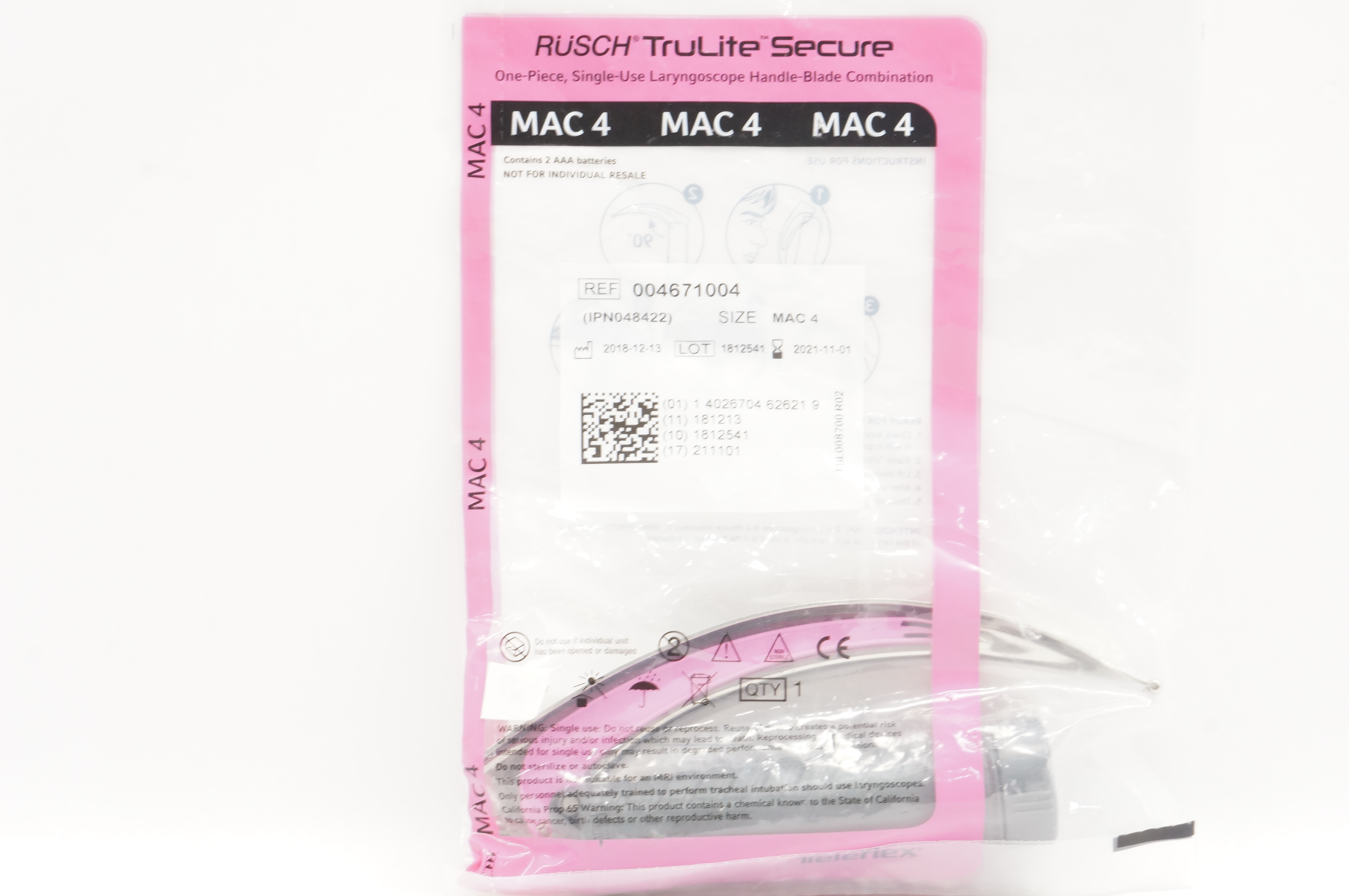 Teleflex 004671004 TruLite Secure Laryngoscope Handle-Blade Combination MAC 4(x)