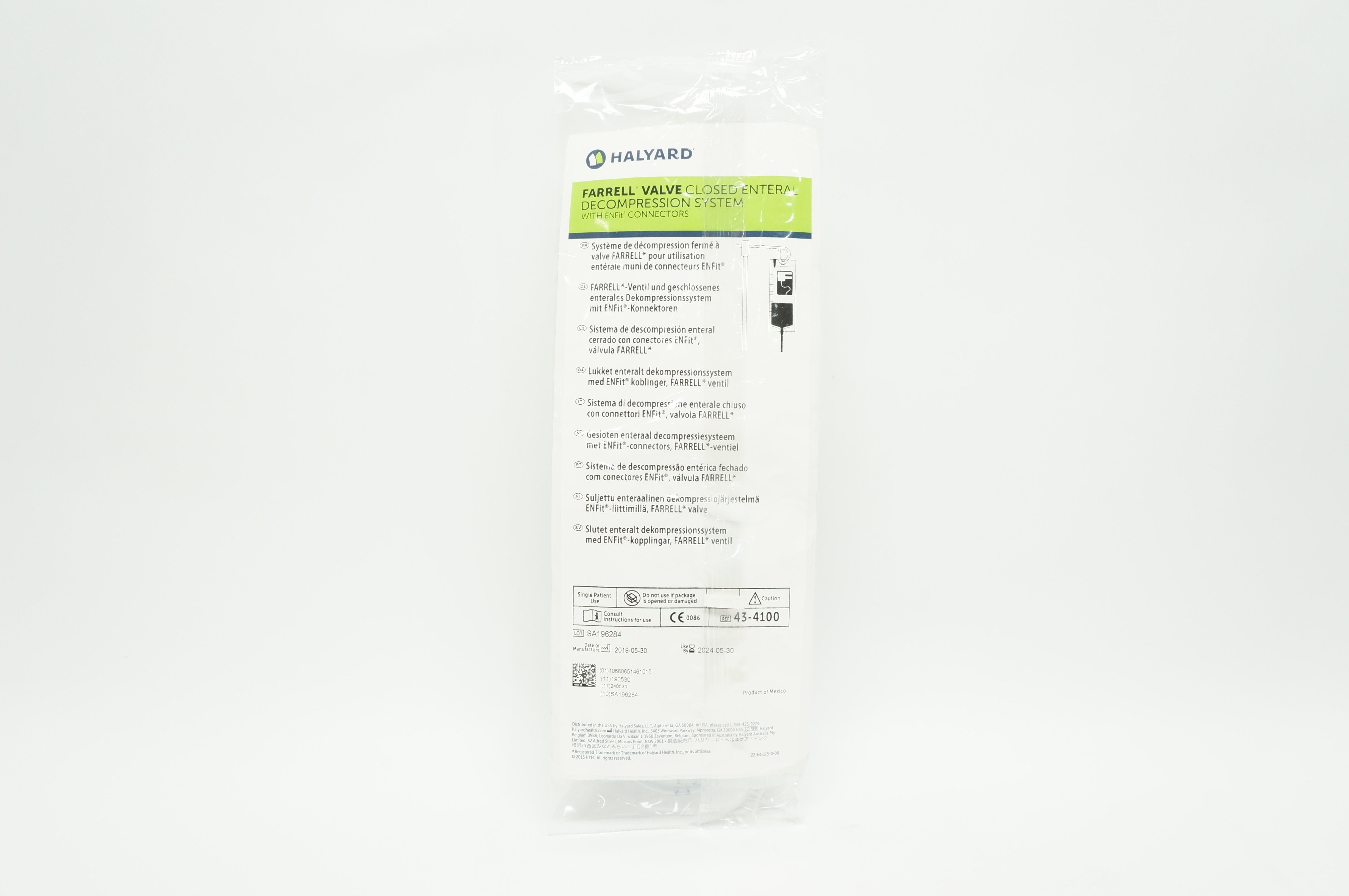 Halyard 43-4100 Farrel Valve Closed Enteral Decompression System
