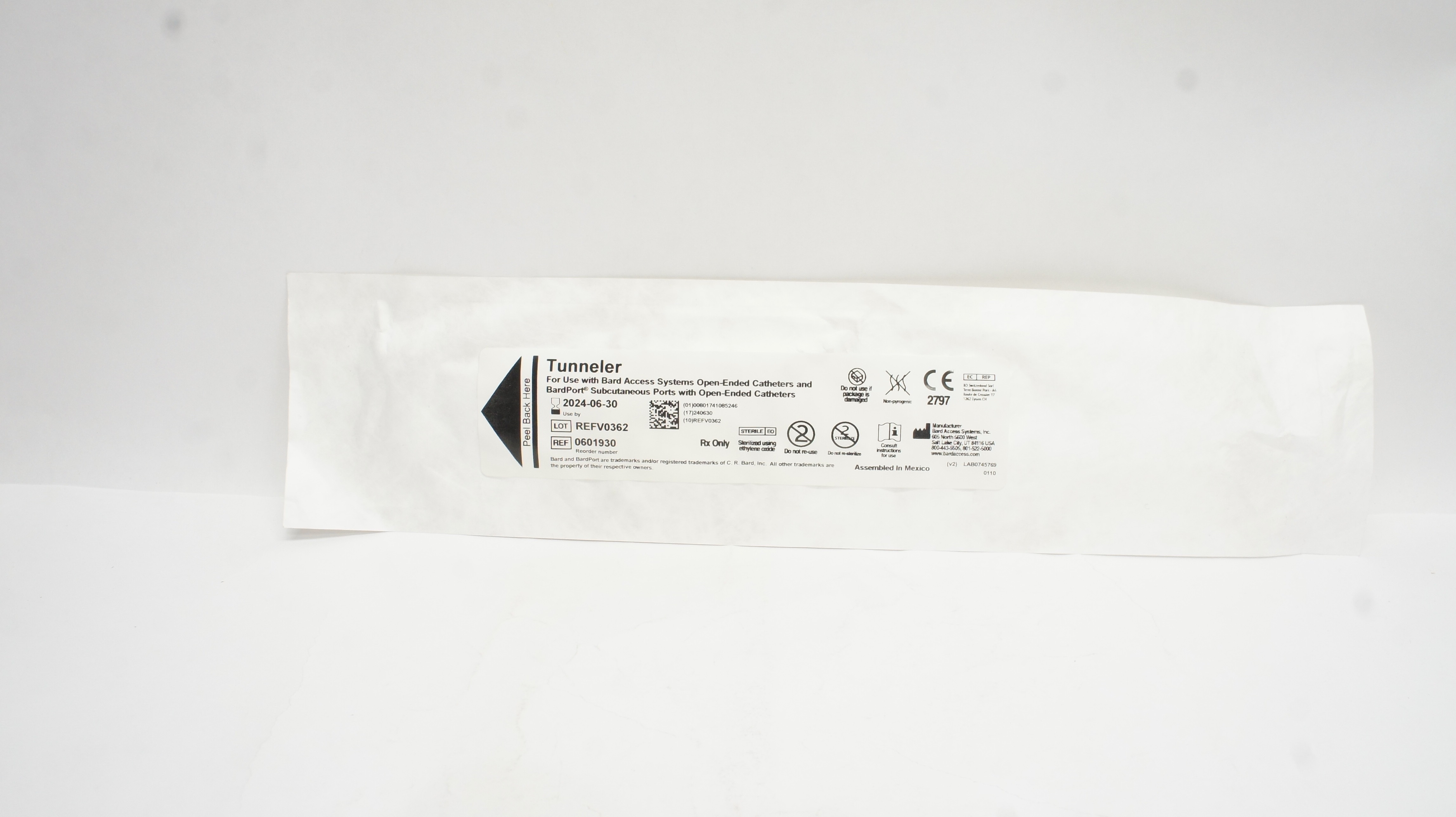 Bard 0601930 Tunneler For Use W/Bard Access System Open-Ended Cath.s & BardPort
