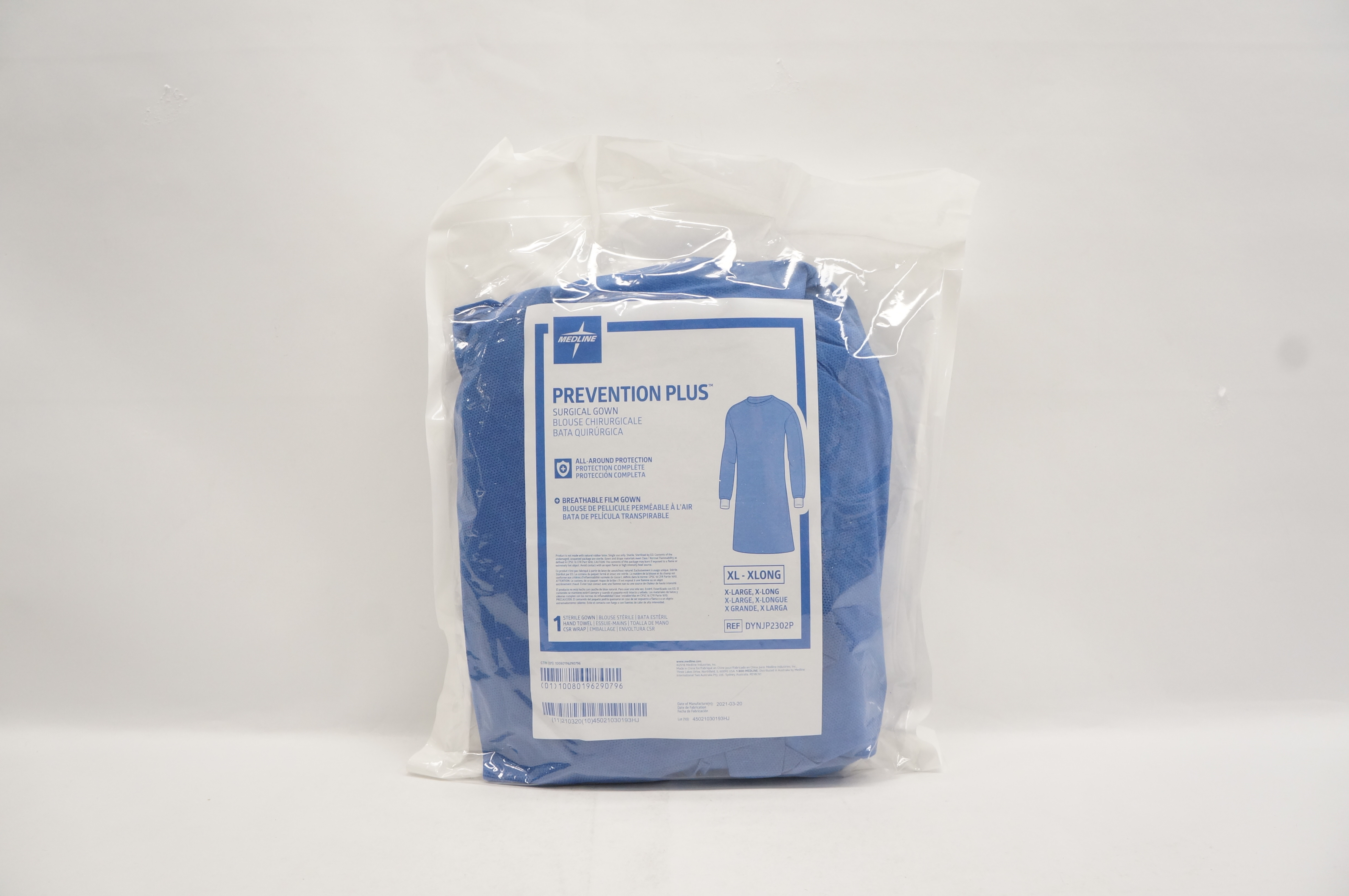 Medline DYNJP2302P Prevention Plus Surgical Gown Breathable Impervious XL- XLong
