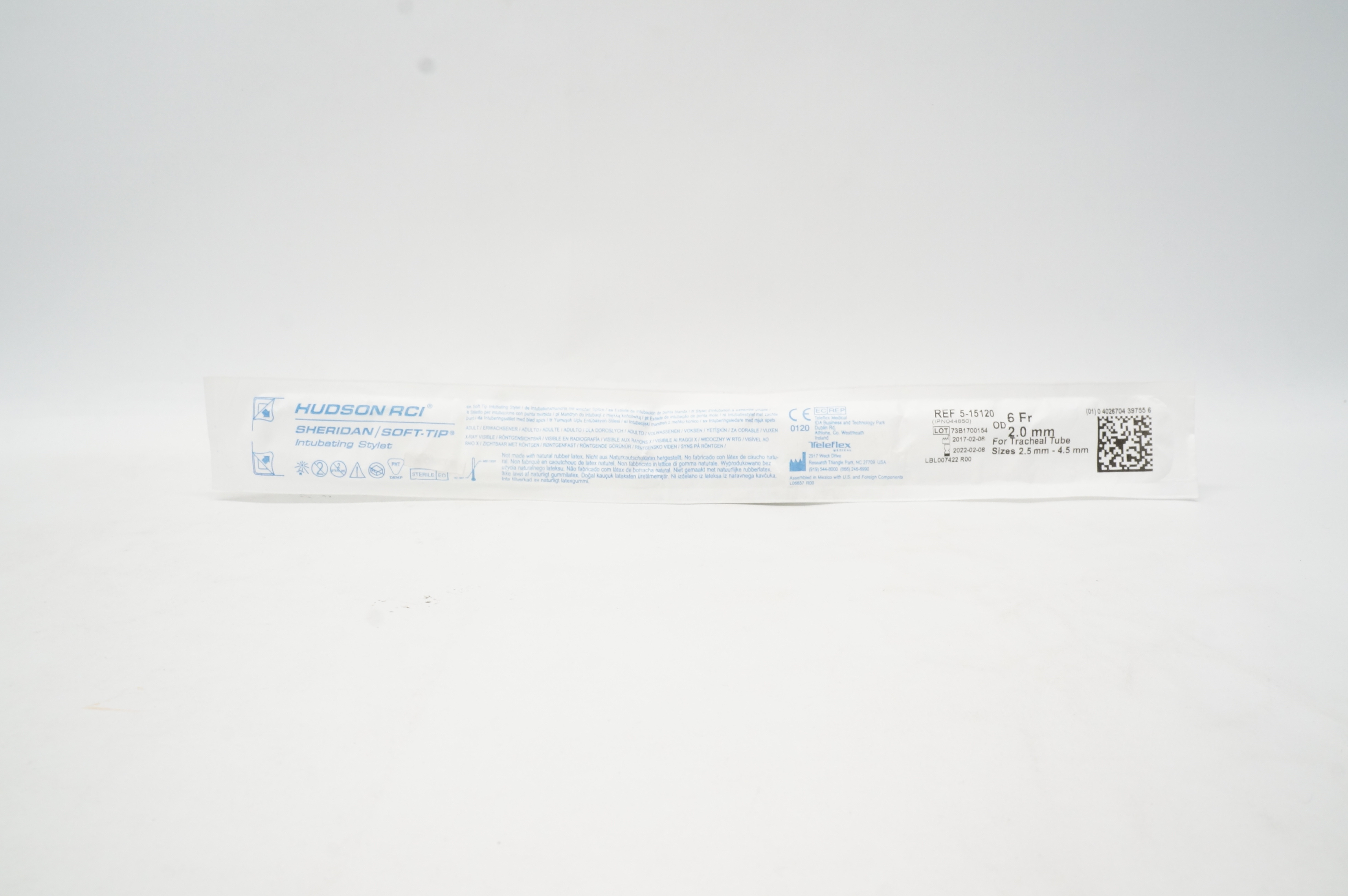 Teleflex 5-15120 Hudson RCI Sheridan/Soft-Tip Intubating Stylet 6Fr x 2.0mm
