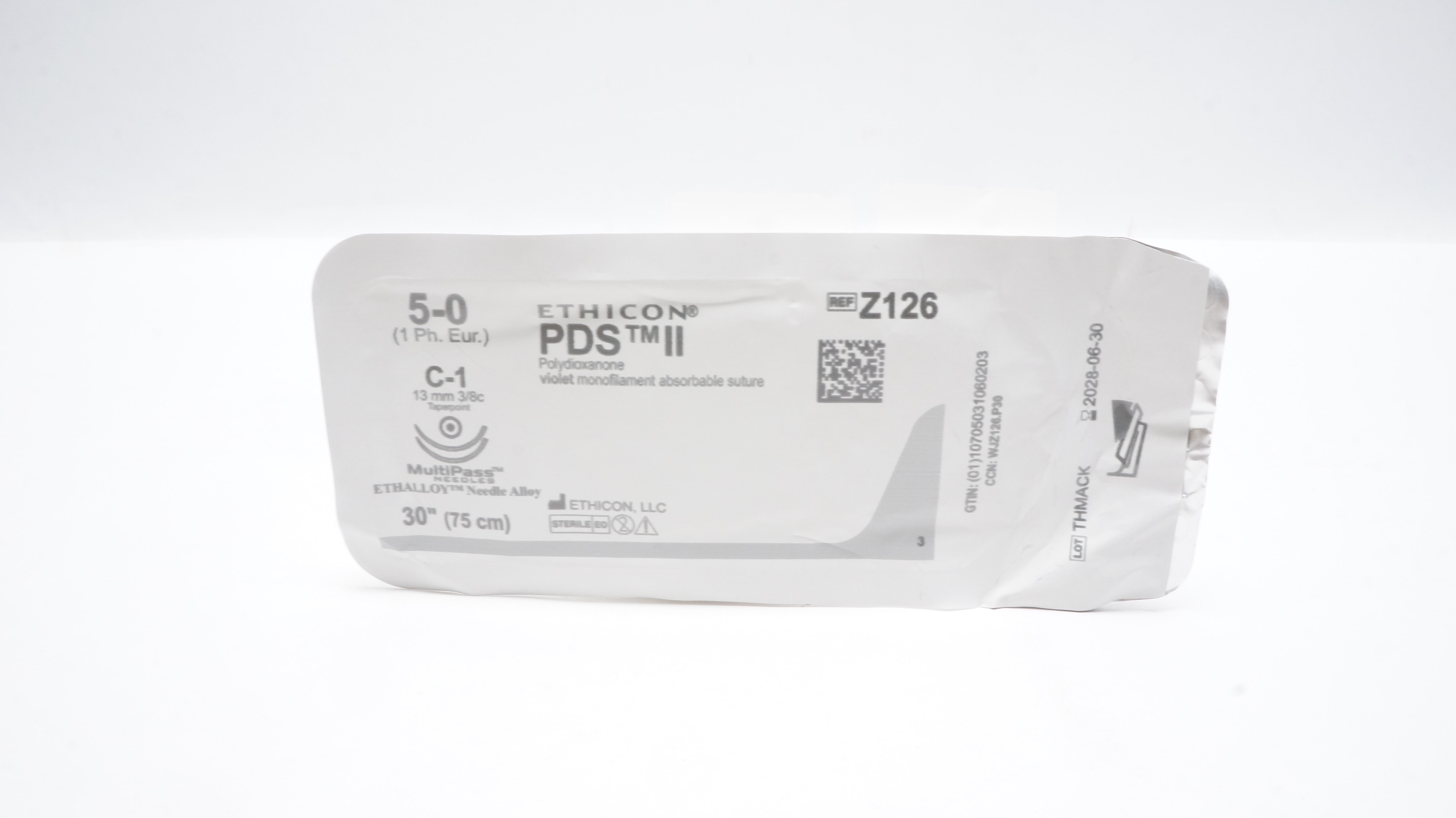 Ethicon Z126 5-0 PDS II Polydioxanone Stre C-1 13mm 3/8c Taperpoint, 30inch