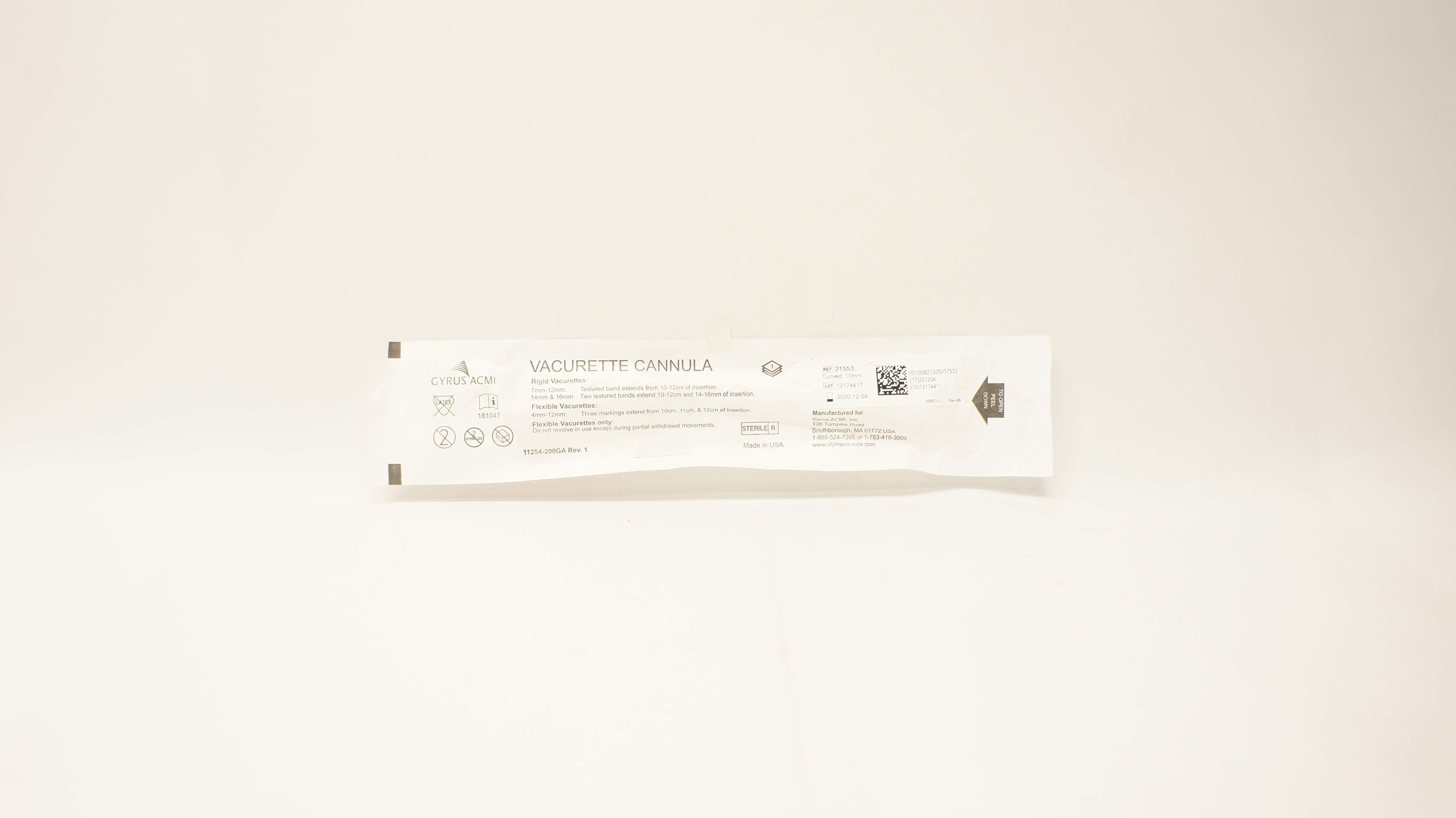 Gyrus ACMI 21553 Vacurette Cannula Curved 10mm (x)