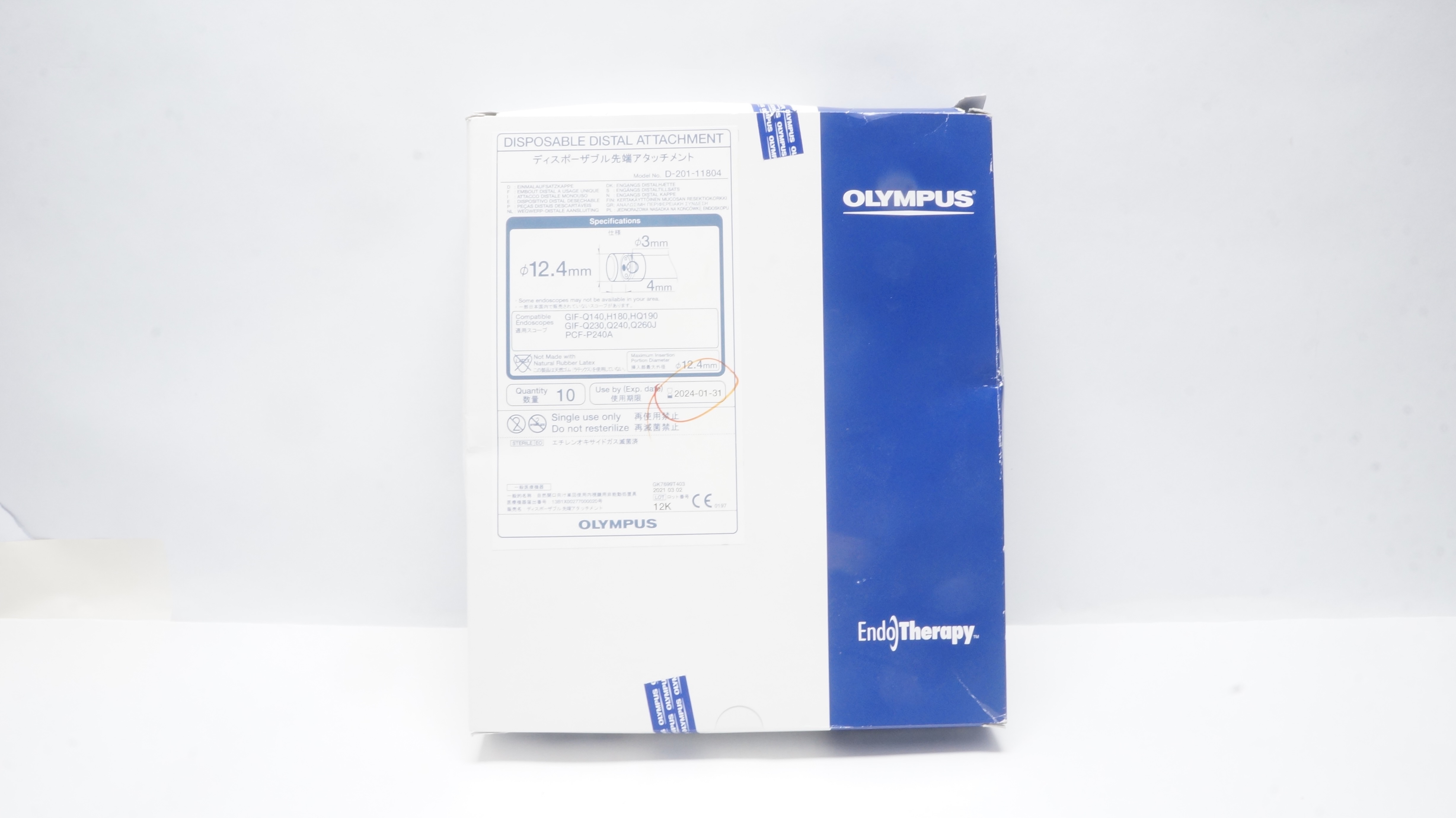 Olympus D-201-11804 Disposable Distal Attachment 12.4mm (x)-Box of 9