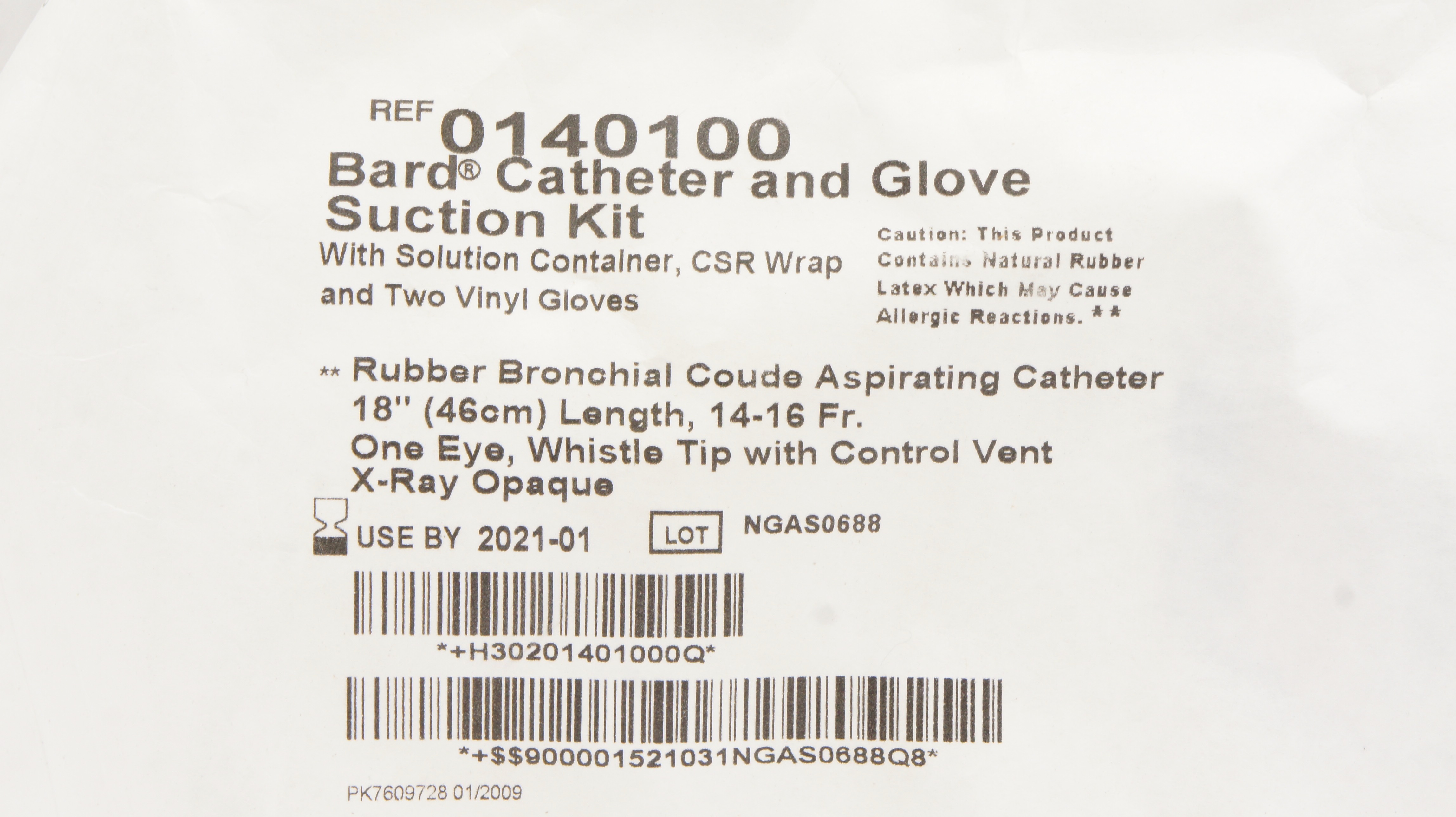 Bard 0140100 Bronchial Cath. & Glove Suction Kit 18inch Length 14-16Fr. (x)