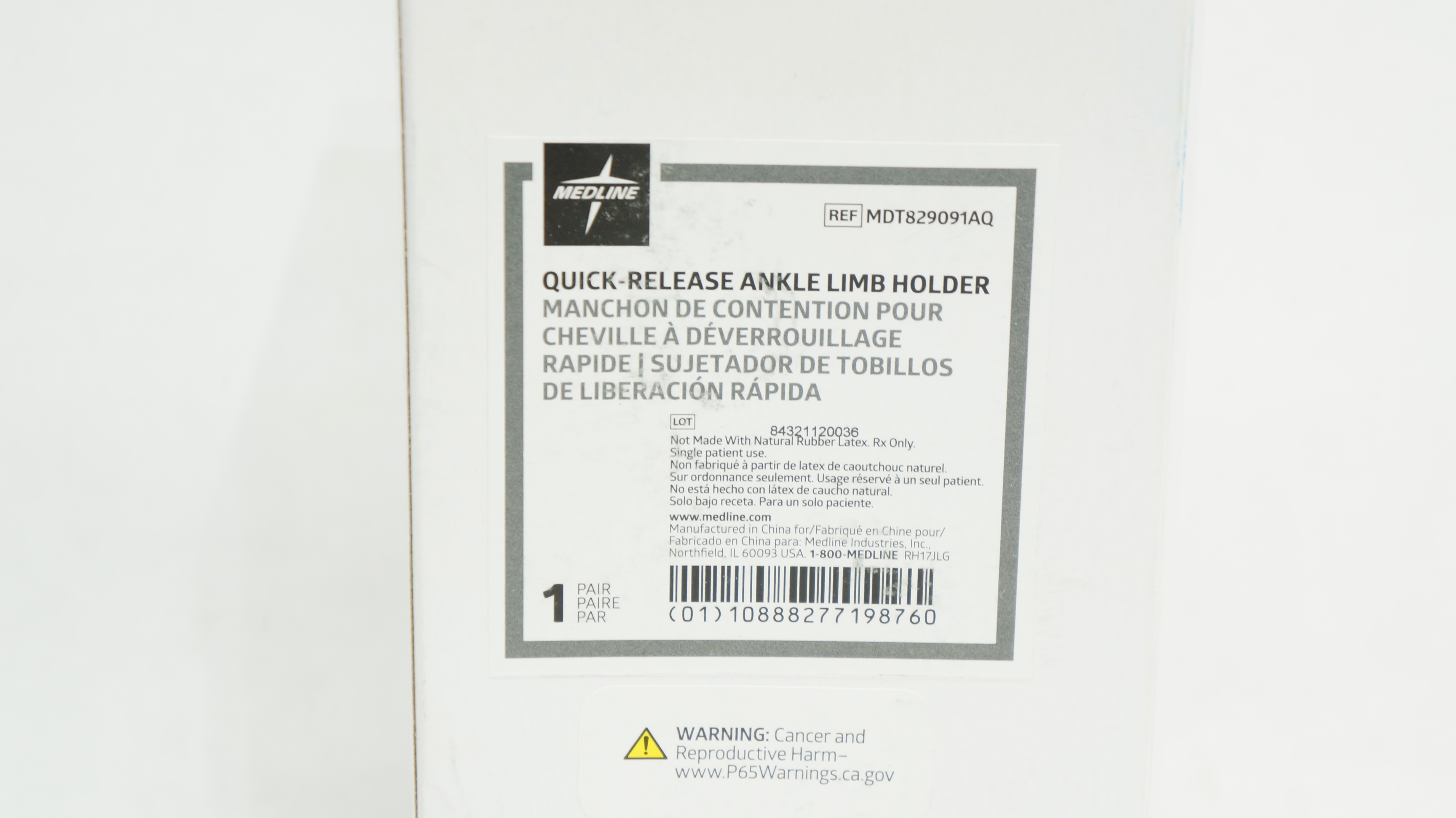 Medline MDT829091AQ Quick-Release Ankle Limb Holder - 1Pair