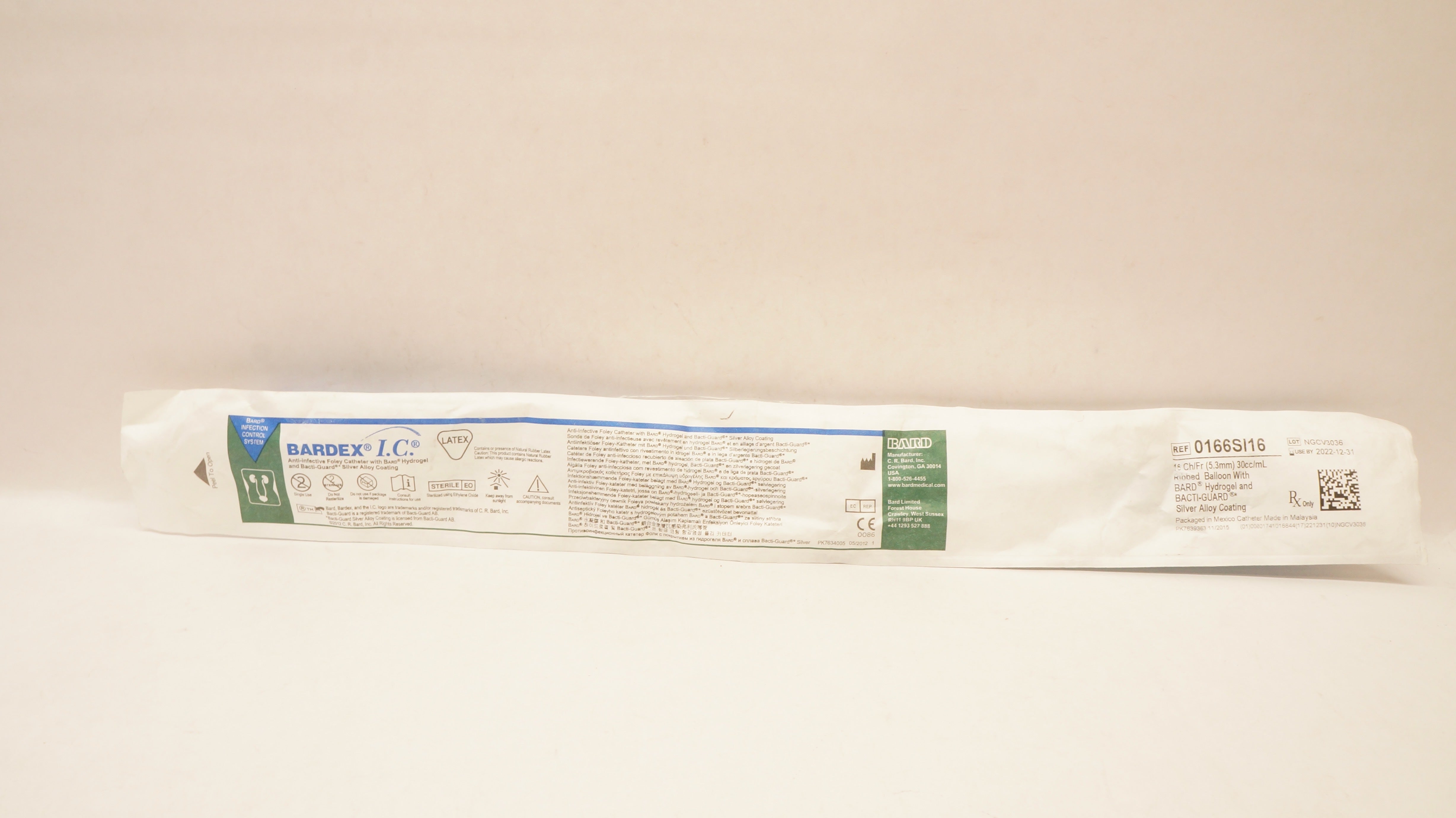 Bard 0166SI16 Bardex I.C. Foley Cath. 16Ch/Fr 30cc/ml (x)