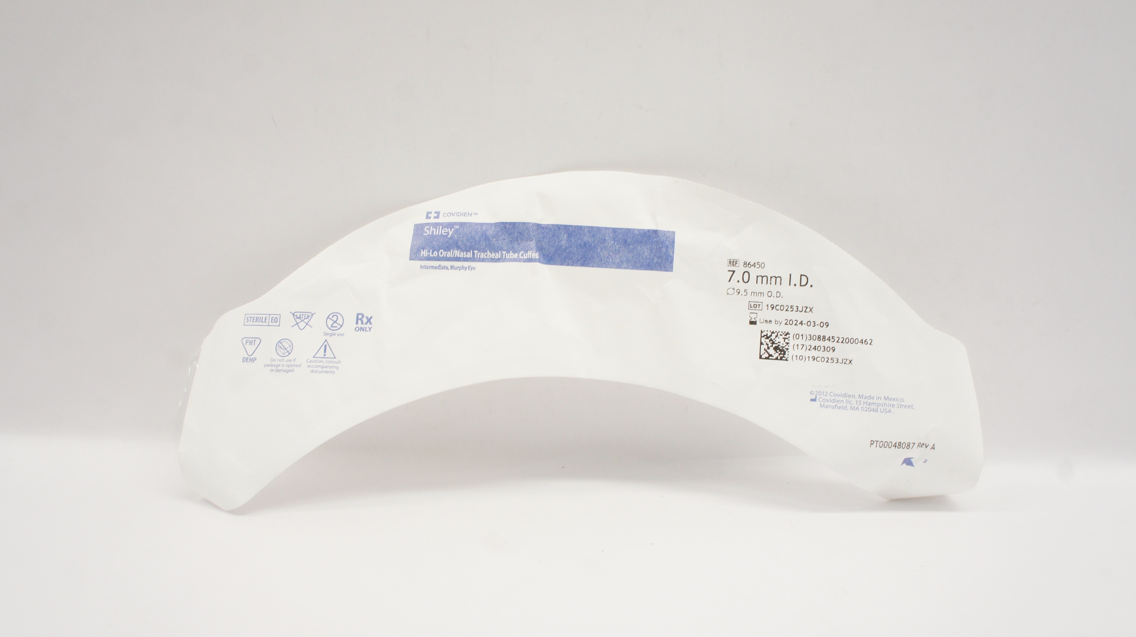 Covidien 86450 Shiley Hi-Lo Oral/Nasal Tracheal Tube 7mm x 9.5mm