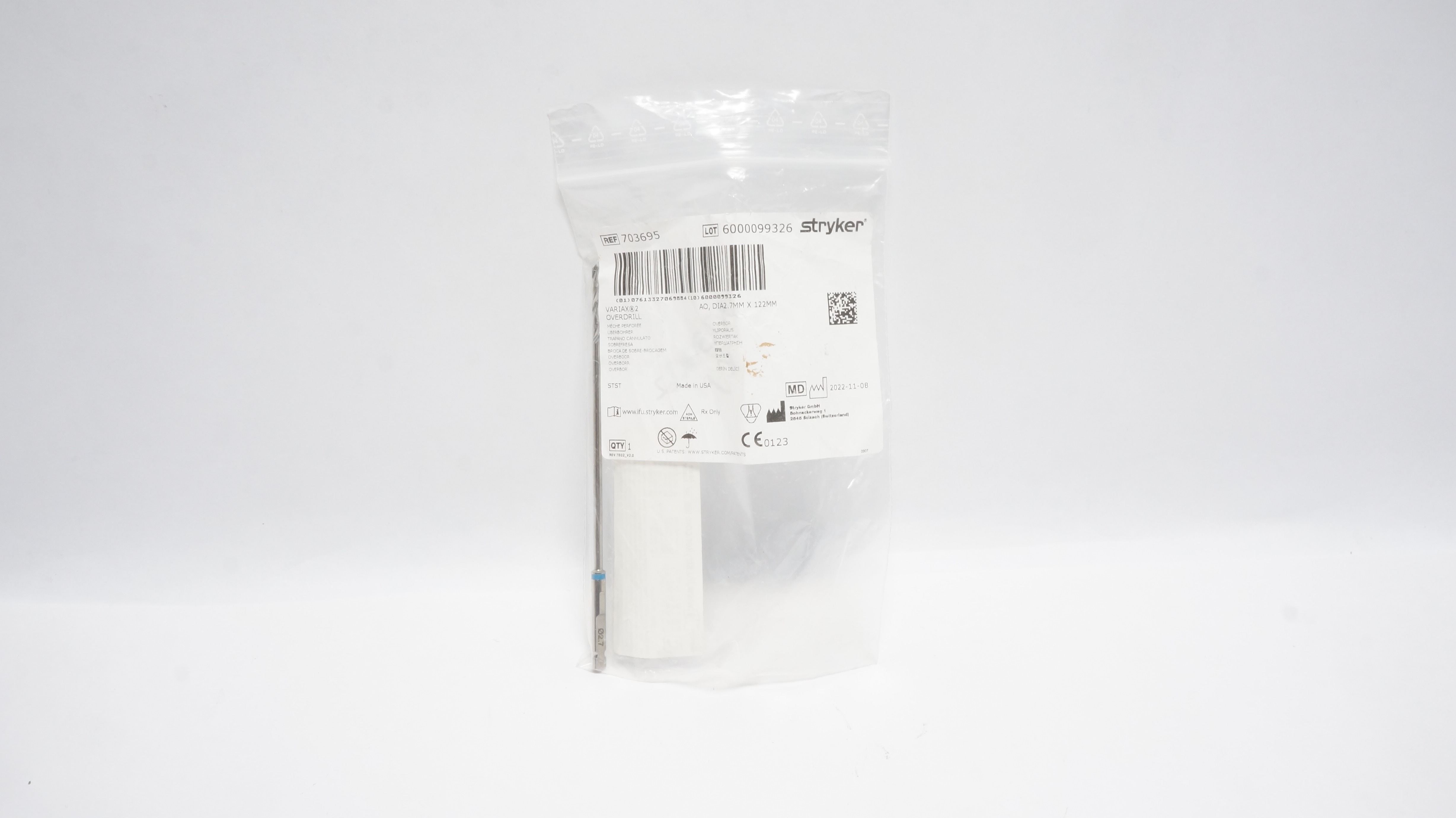 Stryker 703695 Variax2 Overdrill AO, DIA2,7mm x 122mm