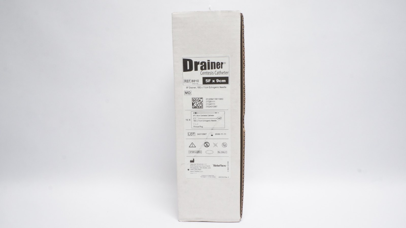 Teleflex 8810 Drainer Centesis Catheter 5F x 9cm Echogenic Needle - box of 10