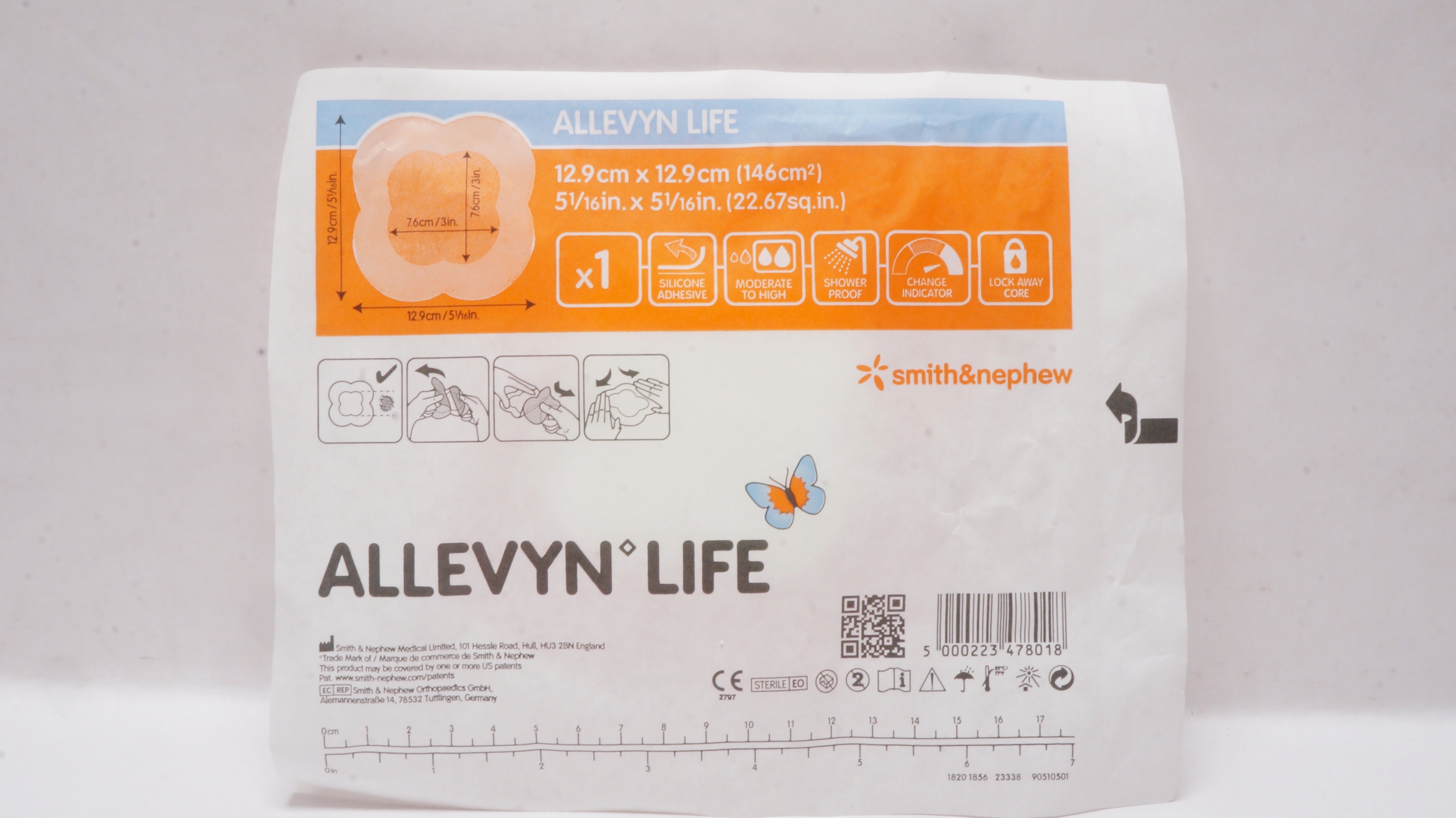 Smith&Nephew 66801068 Allevyn Life Silicone Adhesive 5-1/16inch x 5-1/16inch