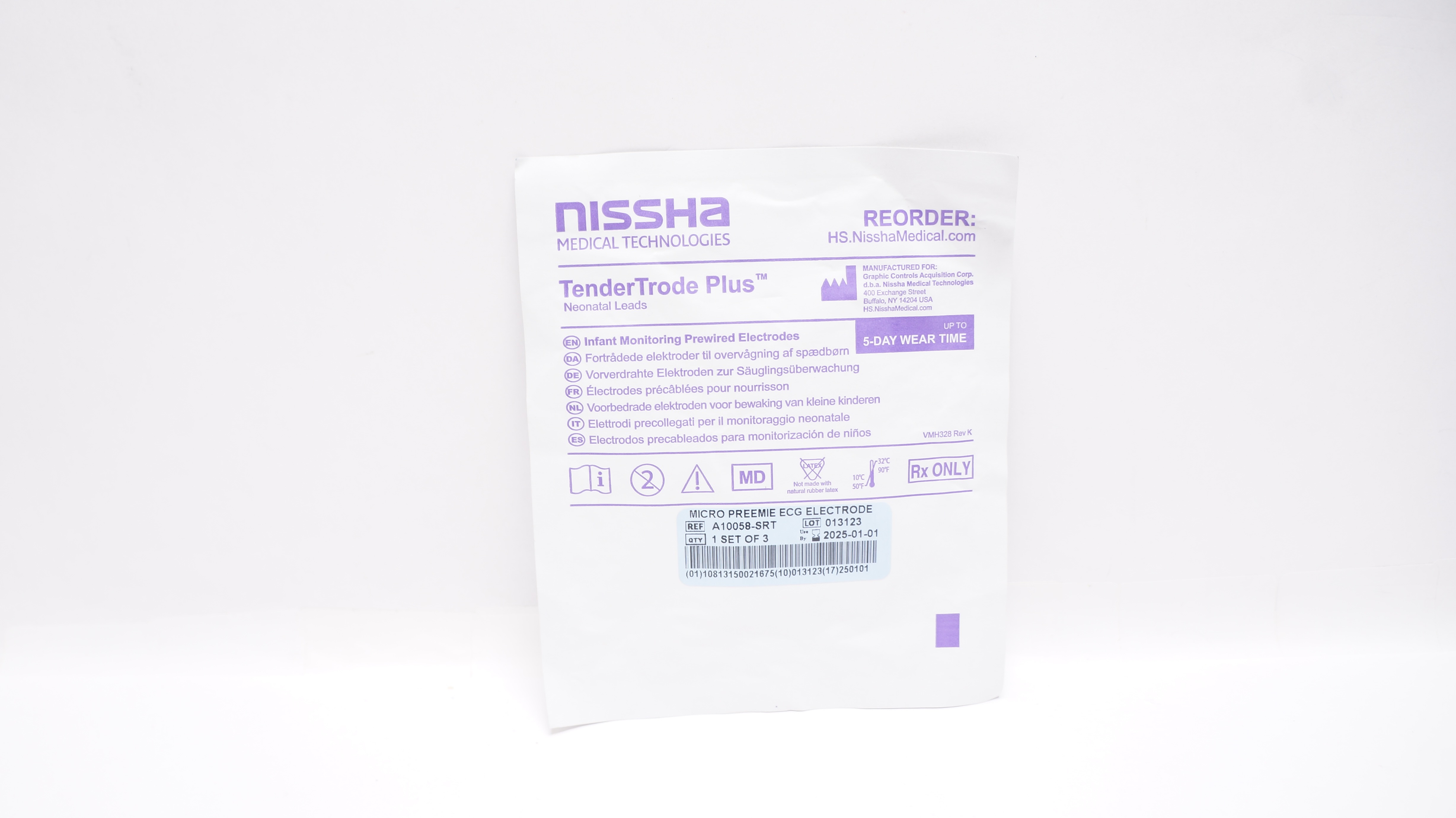 Nissha A10058-SRT TenderTrode Plus Infant Monitoring Prewired Electrode-Set of 3