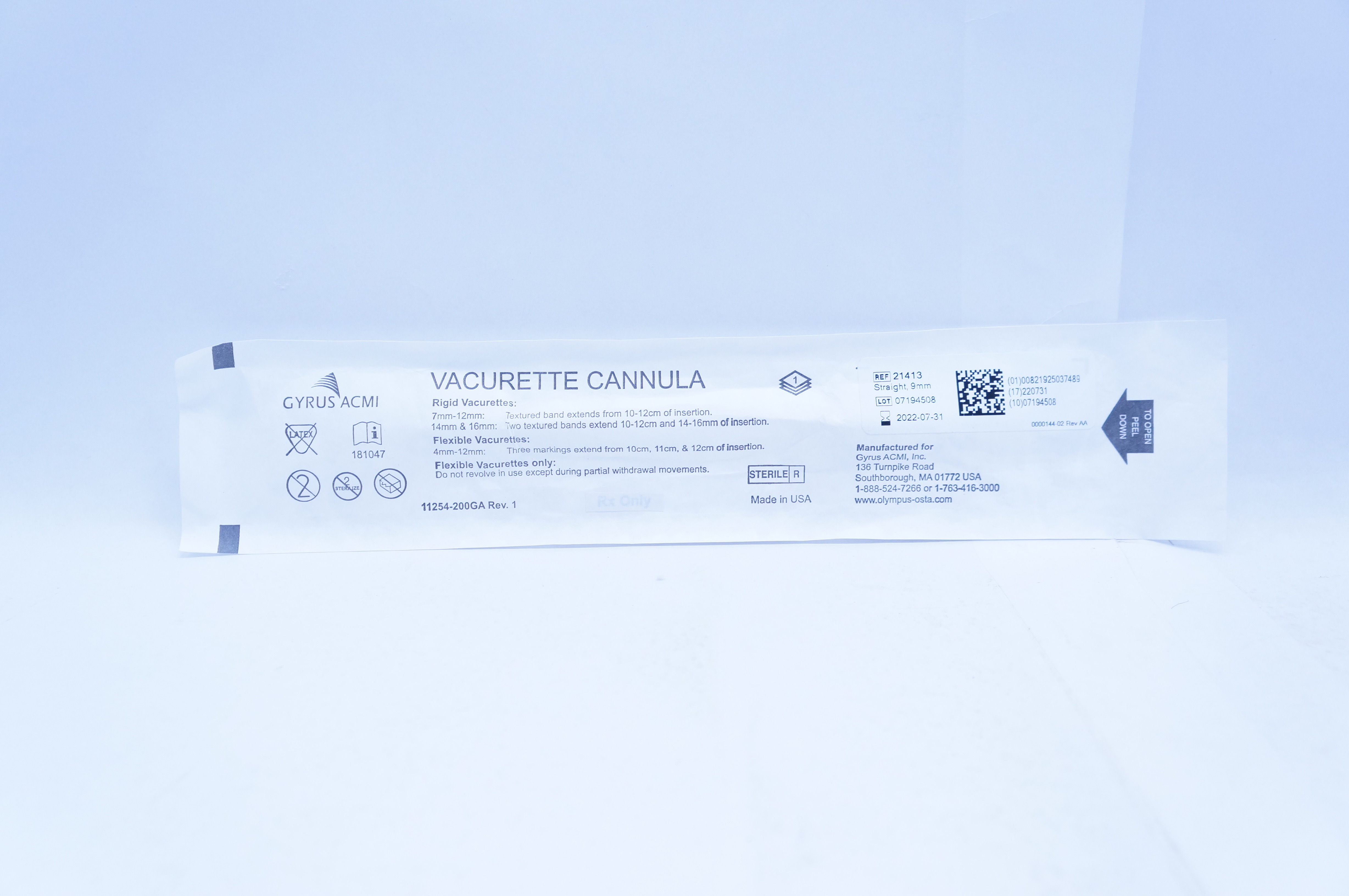 Gyrus ACMI 21413 Vacurette Cannula Straight 9mm