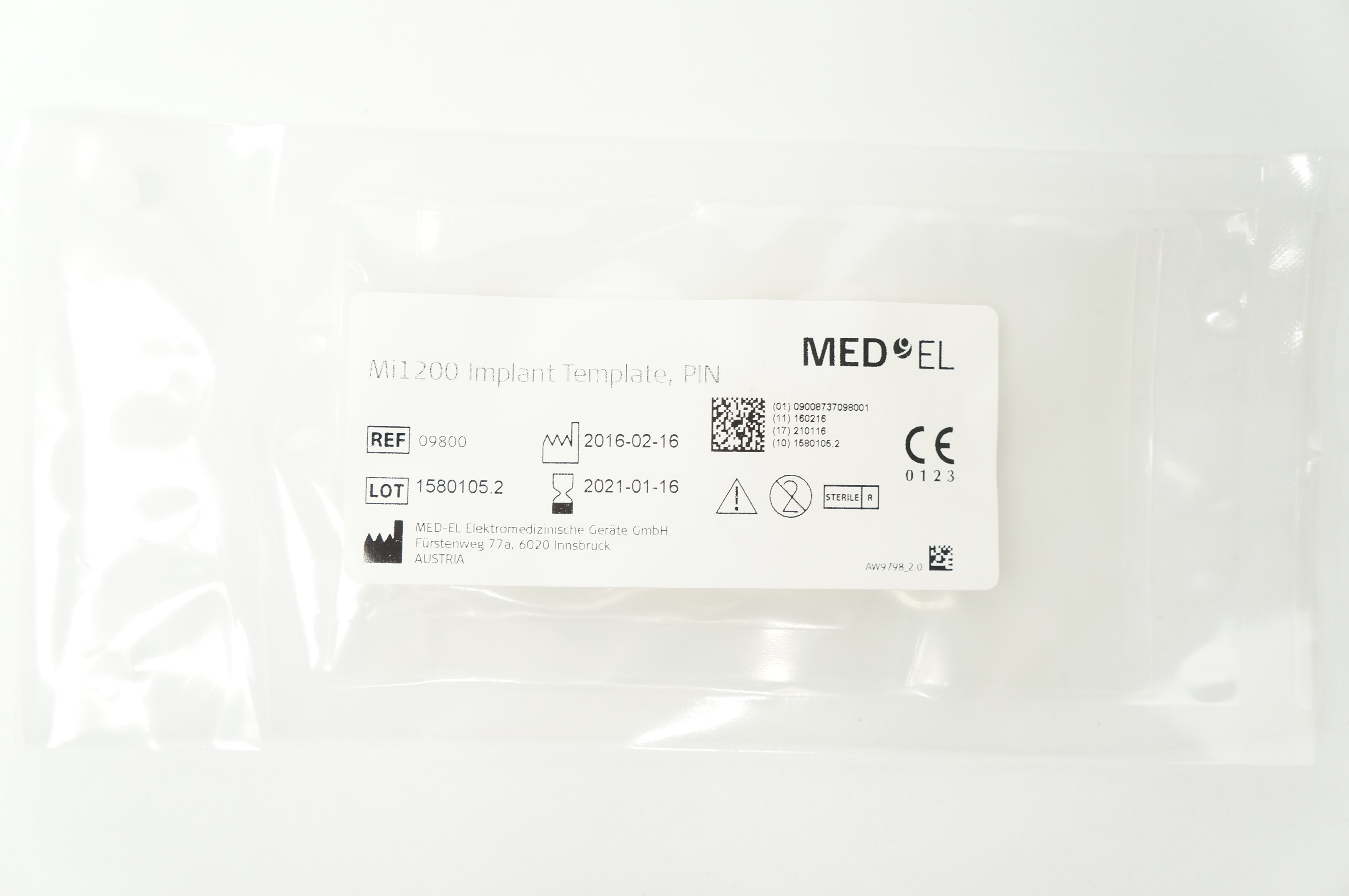 MED-EL 09800 Mi1200 Implant Template, PIN (x)