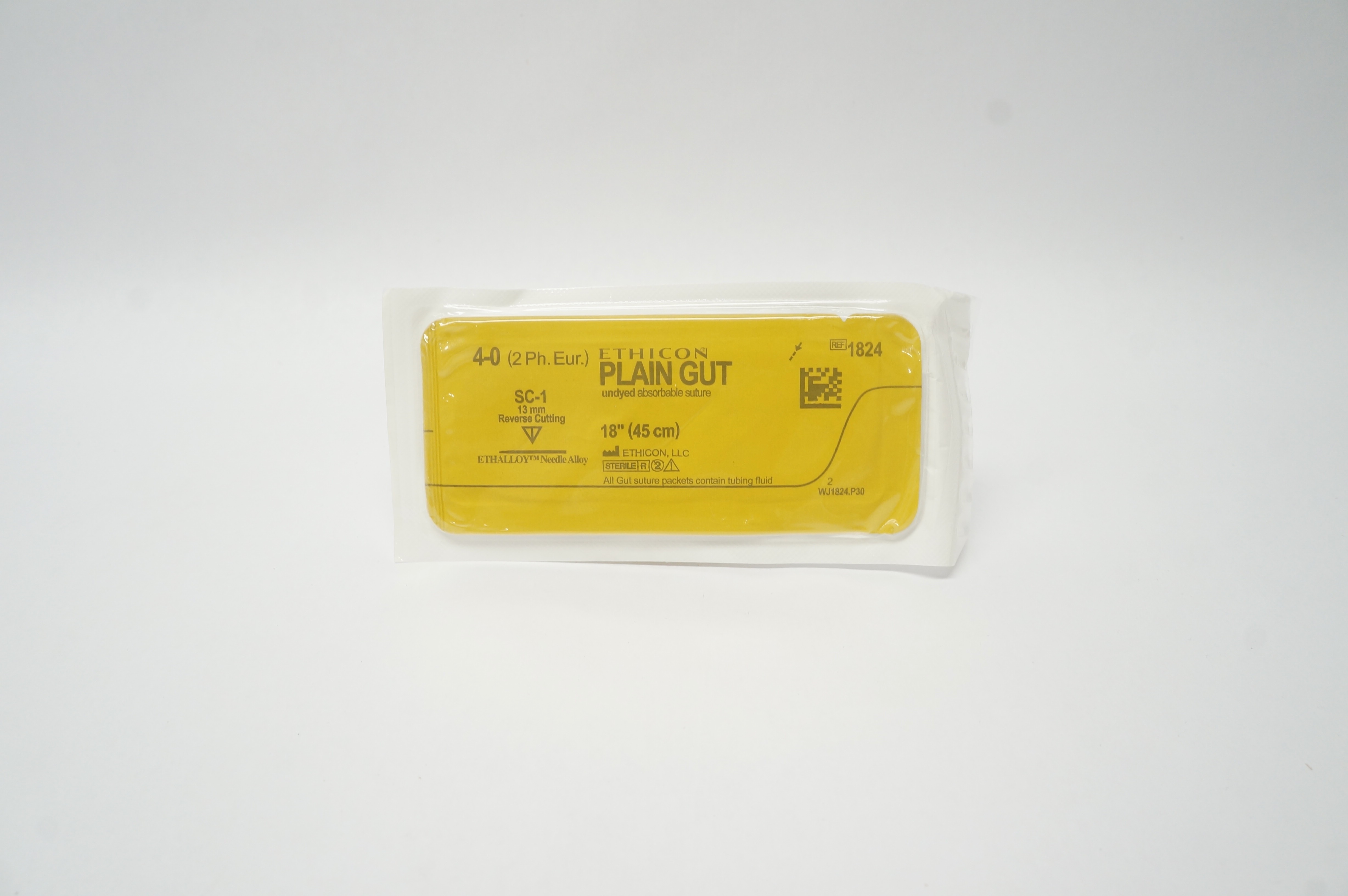 Ethicon 1824 4-0 Plain Gut Absorbable Stre SC-1 13mm Reverse Cutting, 18inch