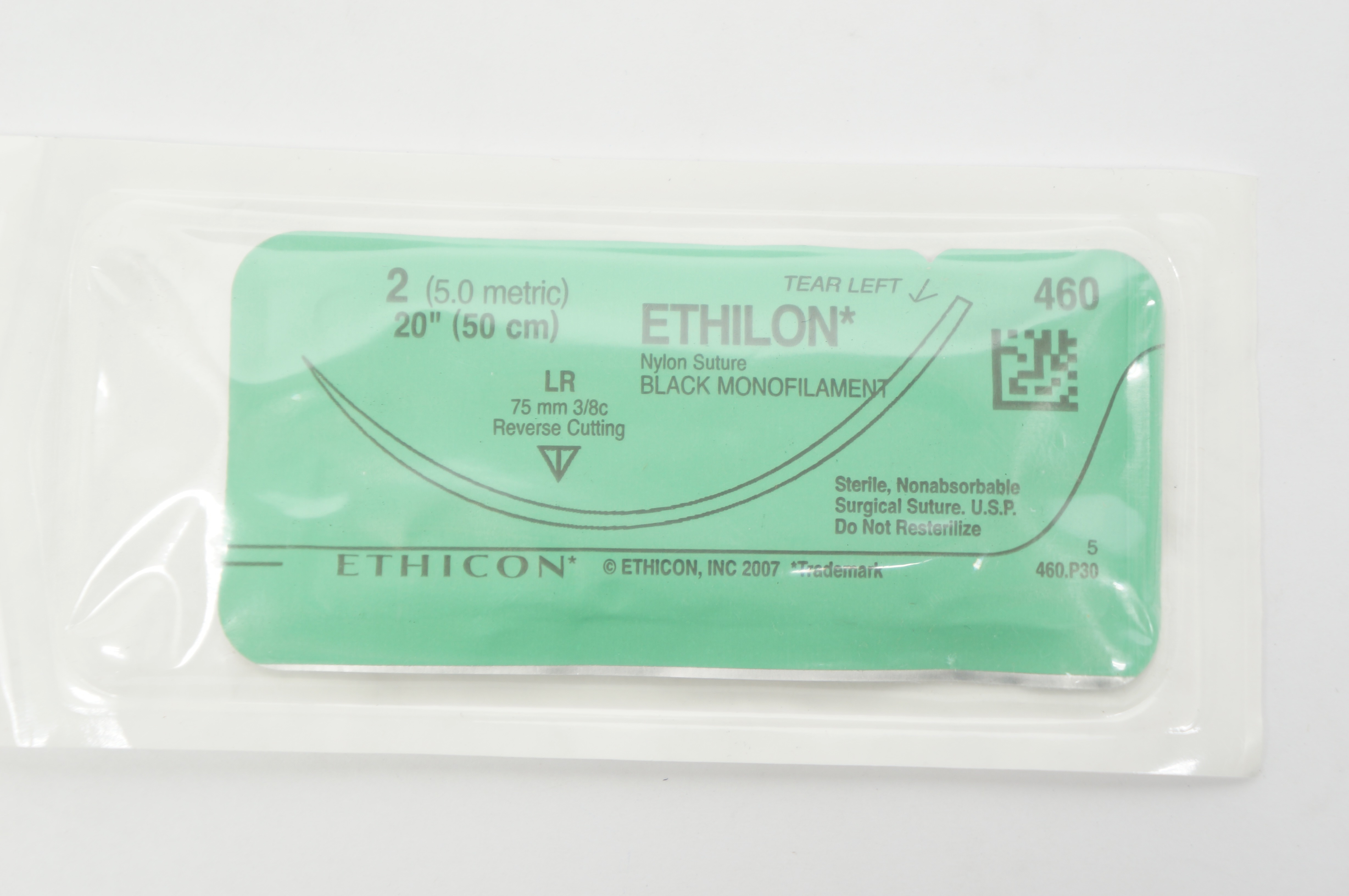 Ethicon 460 2 Ethilon Nylon Reverse Cutting LR 75mm 3/8C 20inch