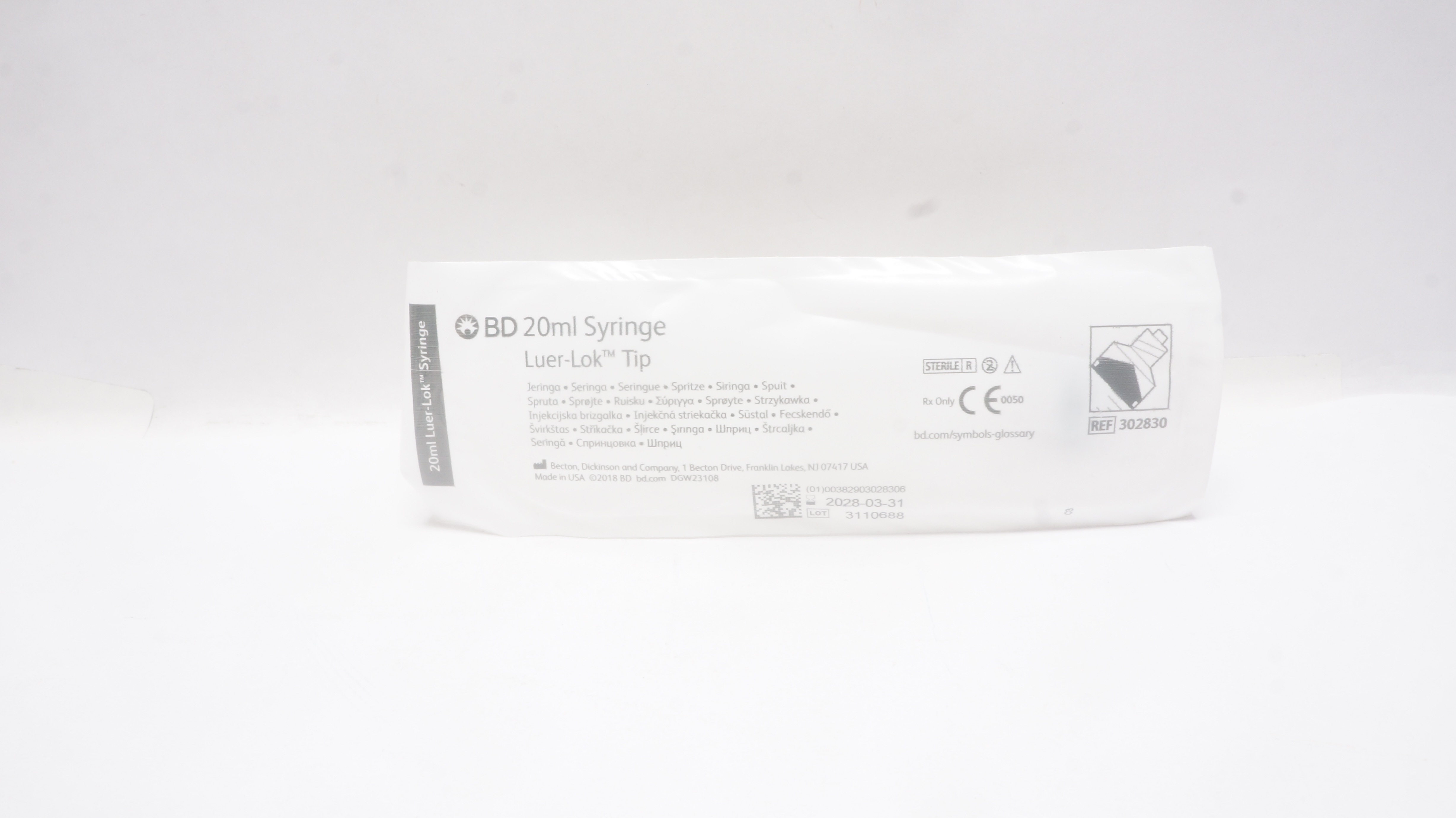BD 302830 Syringe Luer-Lok Tip 20 mL