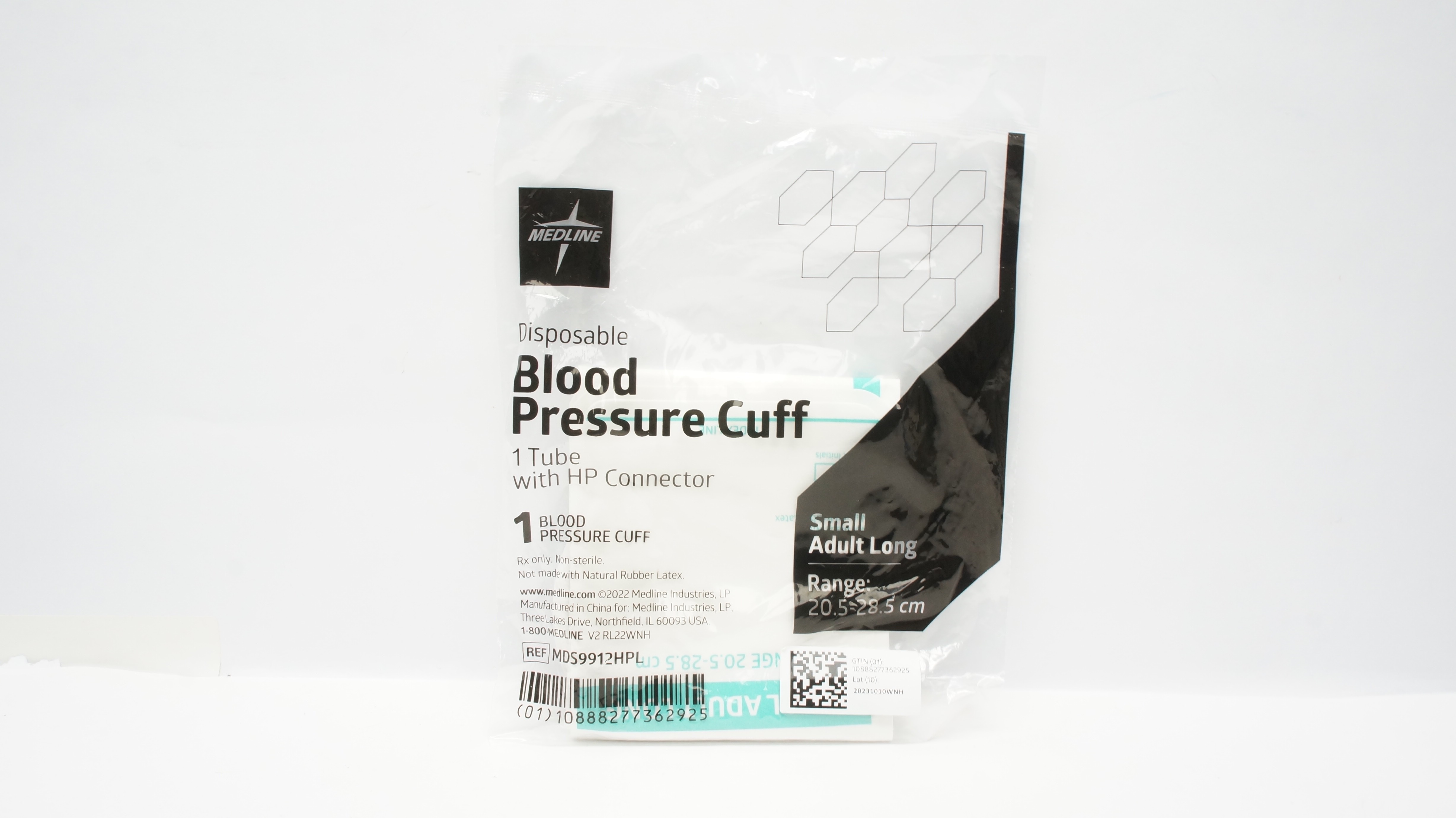 Medline MDS9912HPL Blood Pressure Cuff 1Tube W/HP Connector Small 20.5-28.5cm