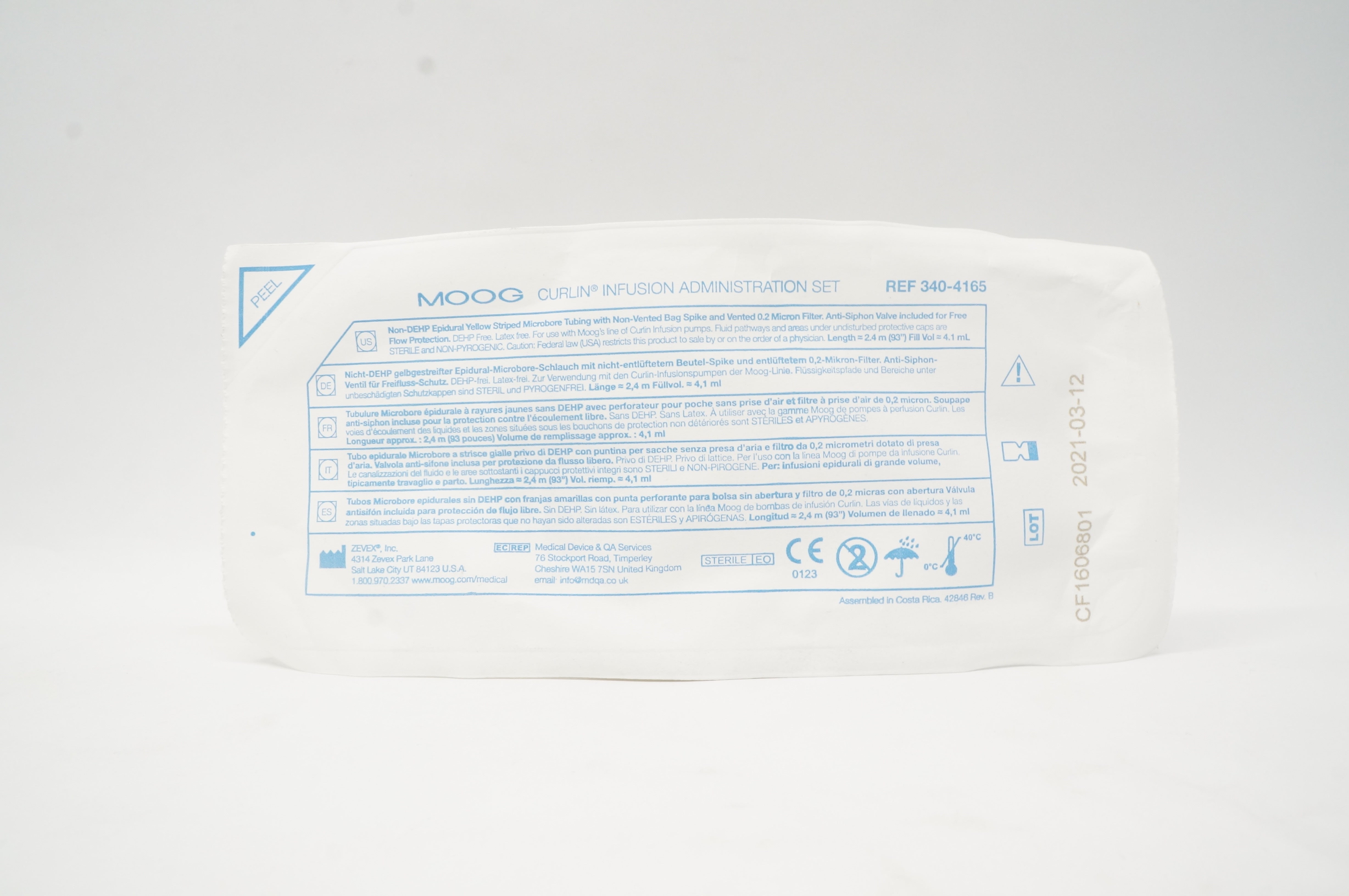 Zevex 340-4165 Moog Curlin Infusion Administration Set ≈93 inch x ≈4.1ml (x)