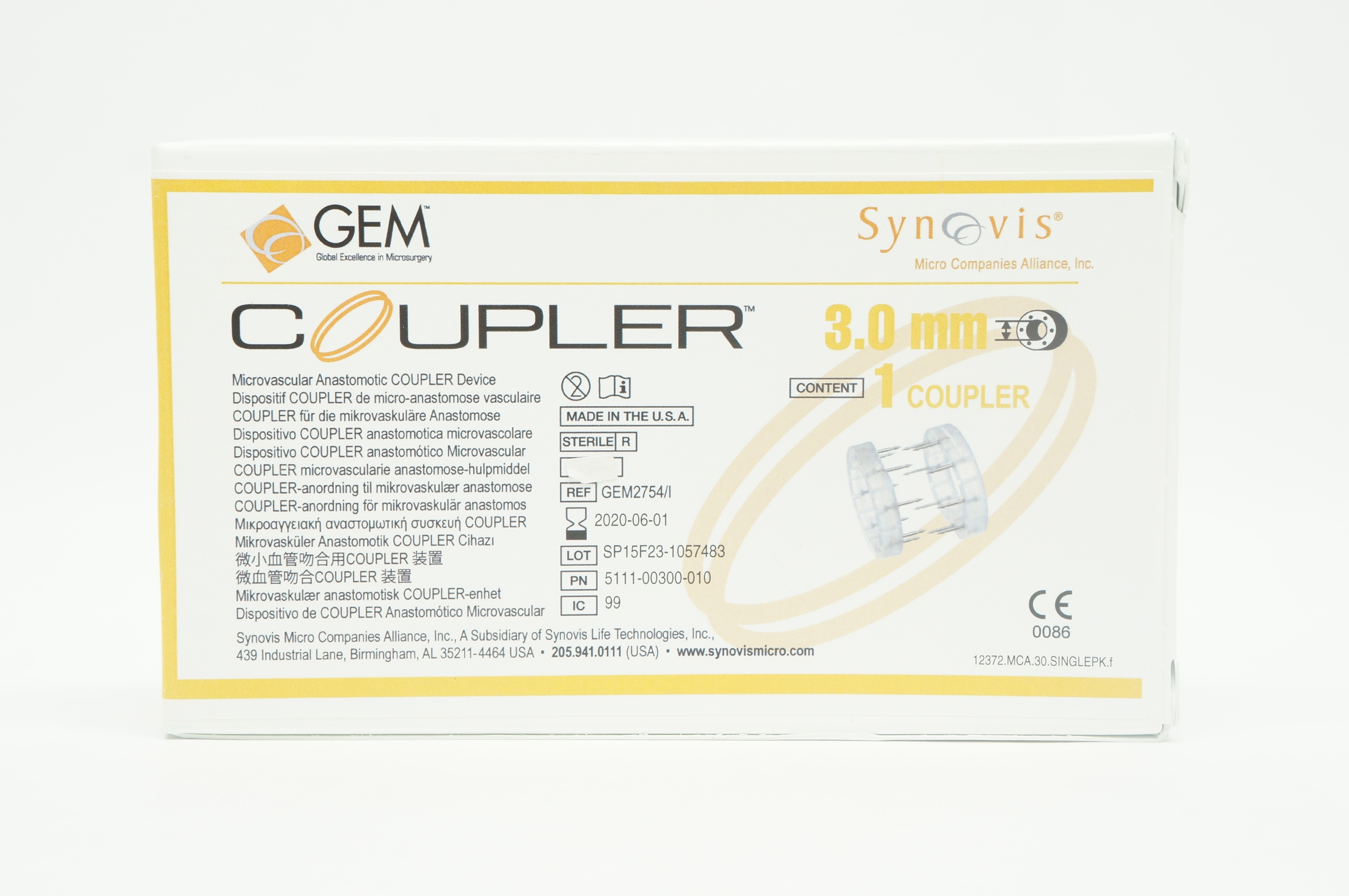 Synovis GEM2754/I GEM Microvascular Anastomotic Coupler Device 3.0mm (x)
