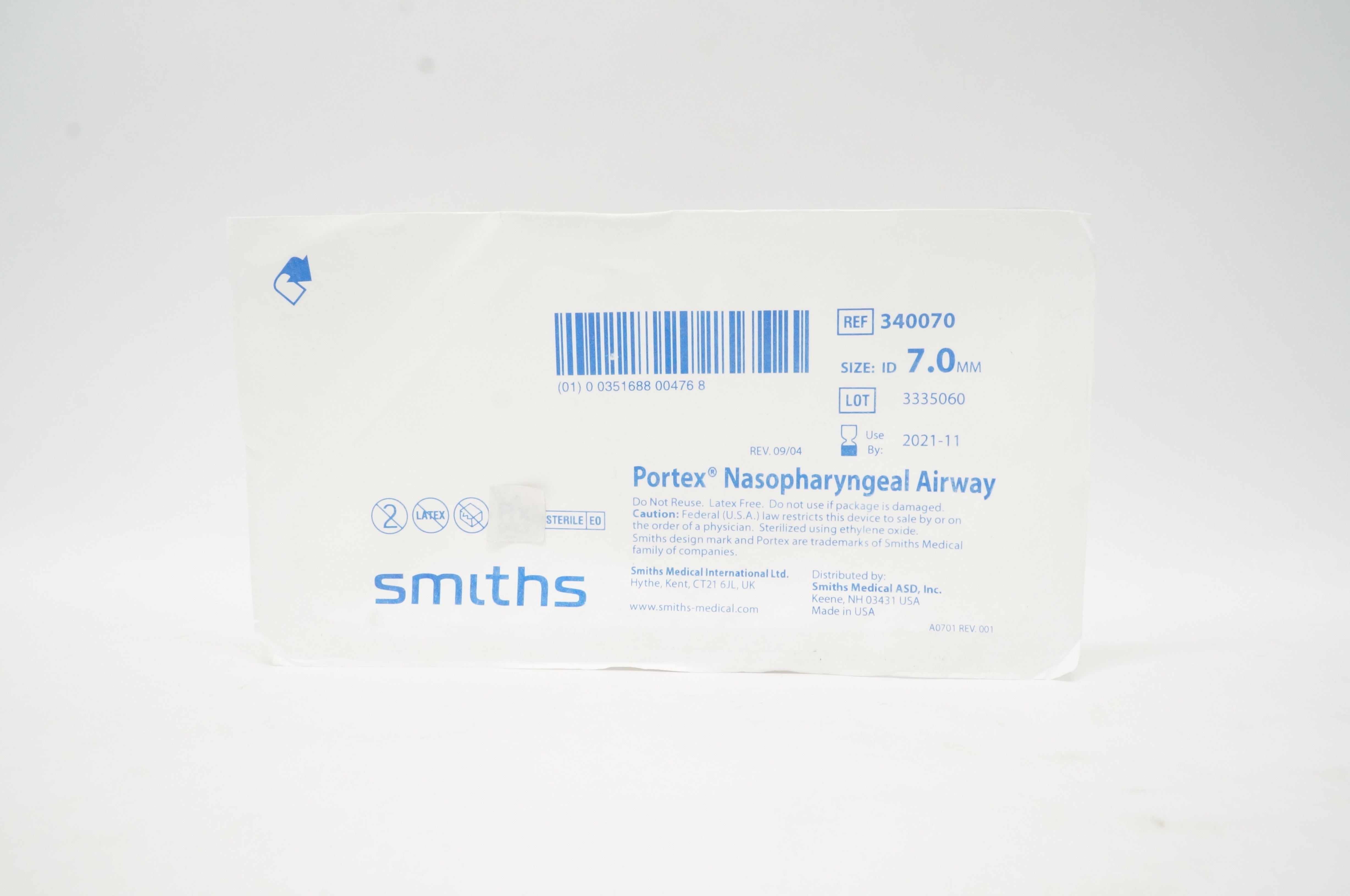 Smiths Medical 340070 Nasopharyngeal Airway, Size 7.0mm (x)