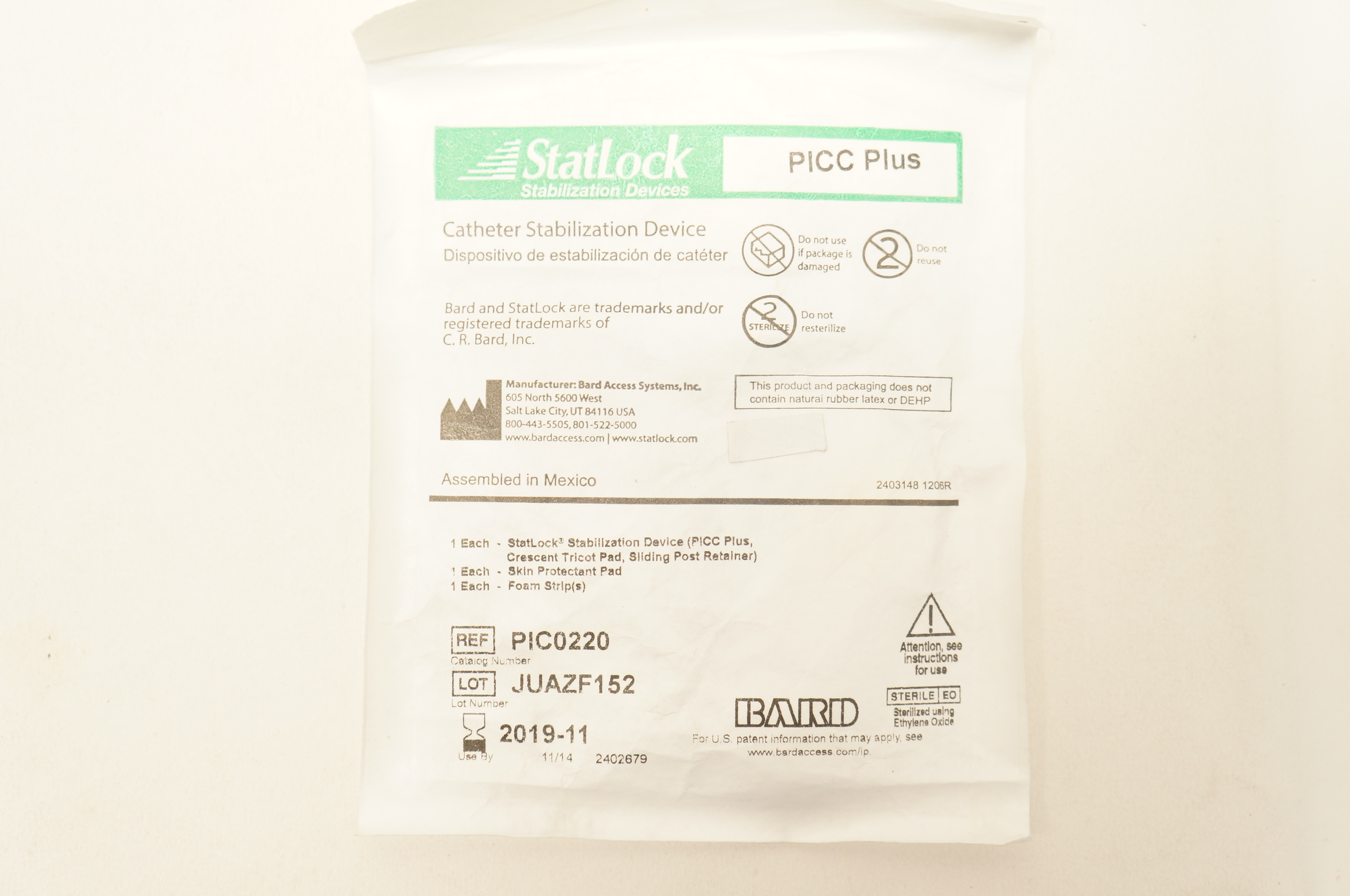 Bard PIC0220 StatLock Cath. Stabilization Device PICC Plus (x)
