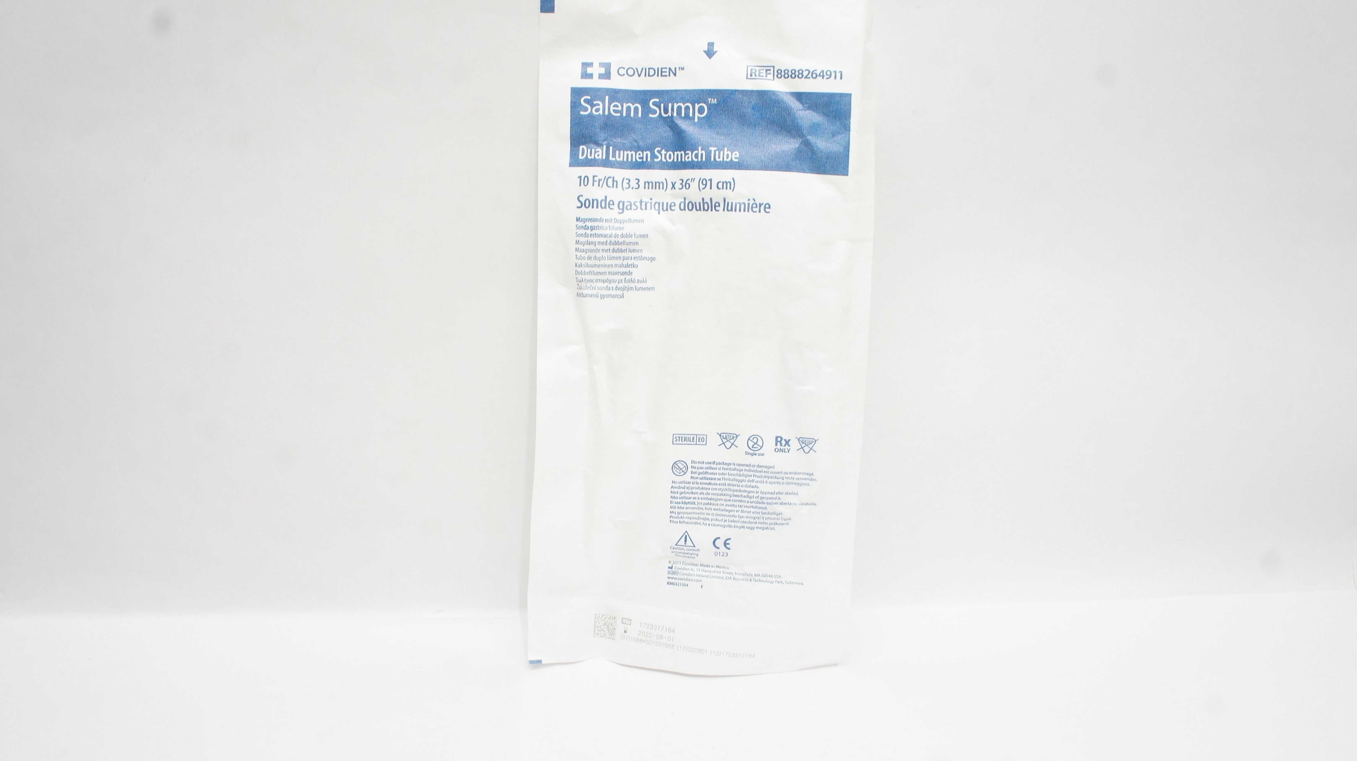 Covidien 8888264911 Salem Sump Dual Lumen Stomach Tube 10Fr/Ch x 36 inch