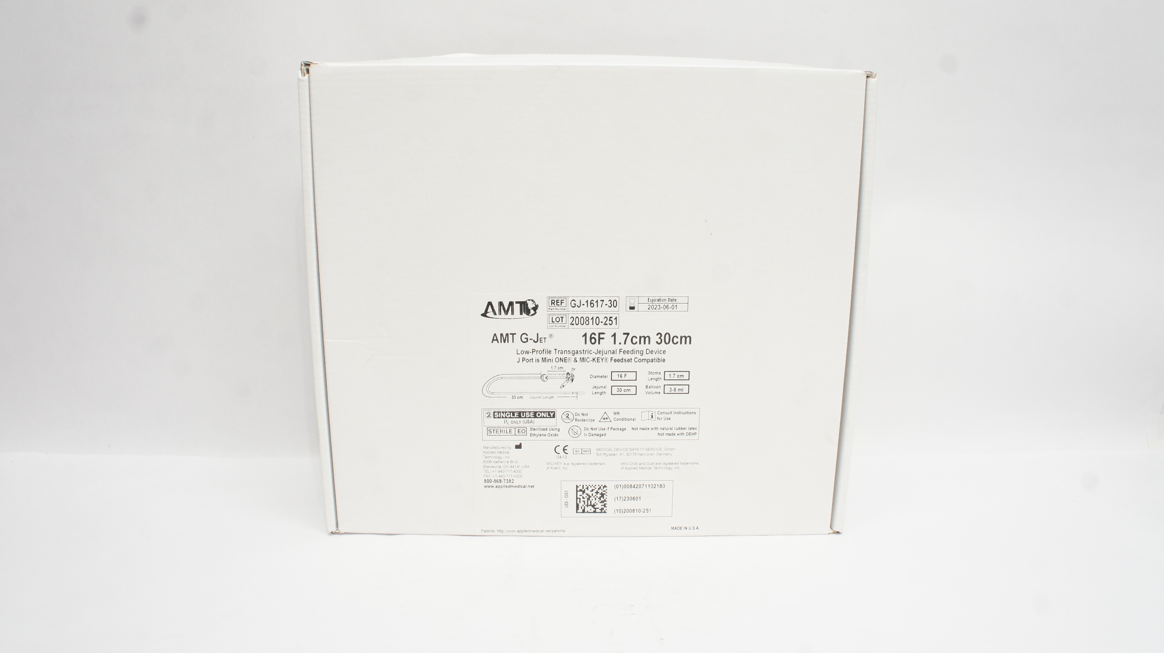 AMT GJ-1617-30 G-Jet Transgastric-Jejunal Feeding Device 16F x 1.7 x 30cm (x)