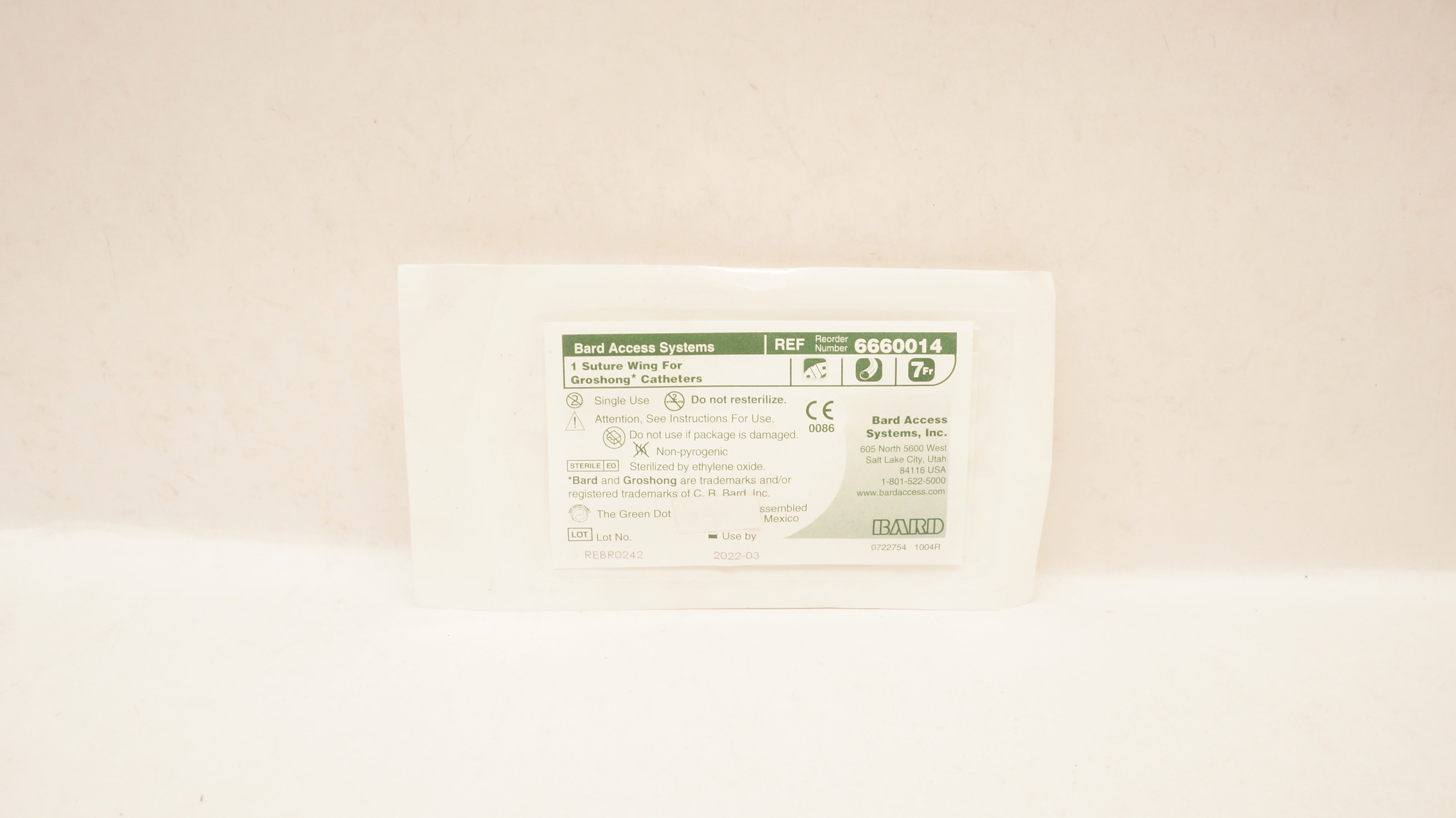 Bard 6660014 Bard Access Systems 1 Stre. Wing For Groshong Caths. (x)
