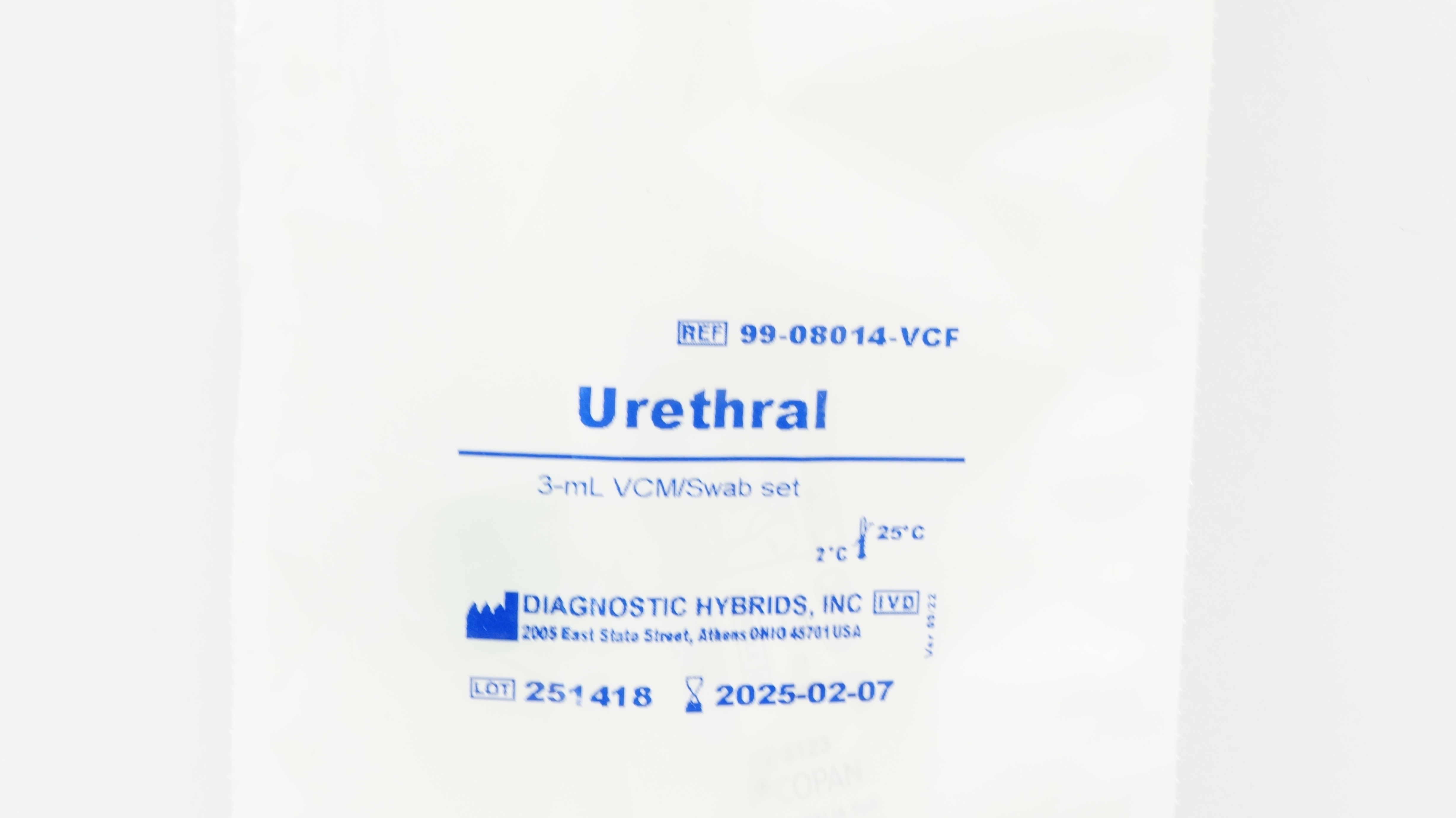 Diagnostic Hybrids 99-08014-VCF Urethral 3-ml VCM/Swab Set