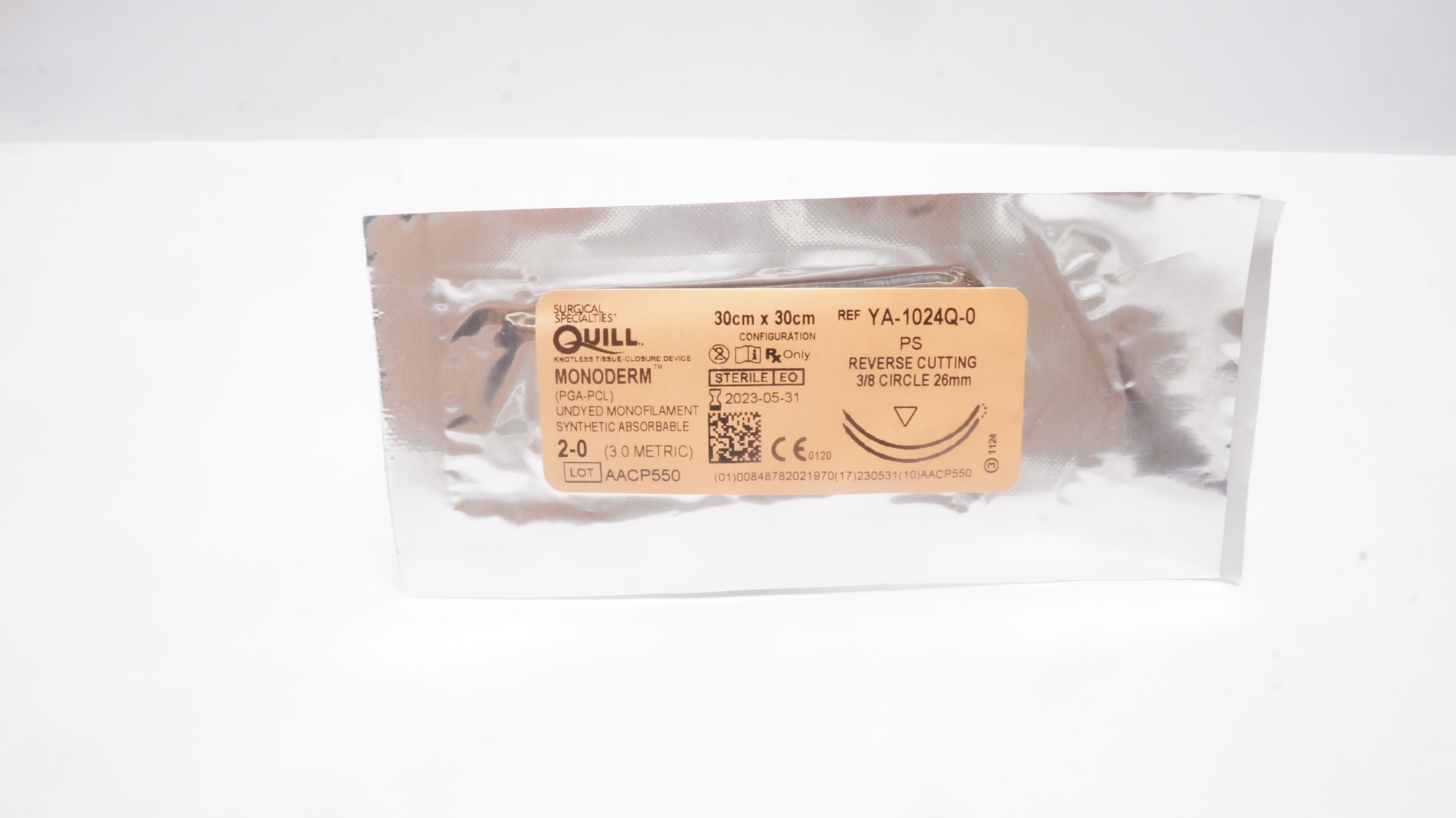 Surgical Specialties YA-1024Q-0 2-0 Quill PS 3/8c 26mm Reverse Cutting (x)