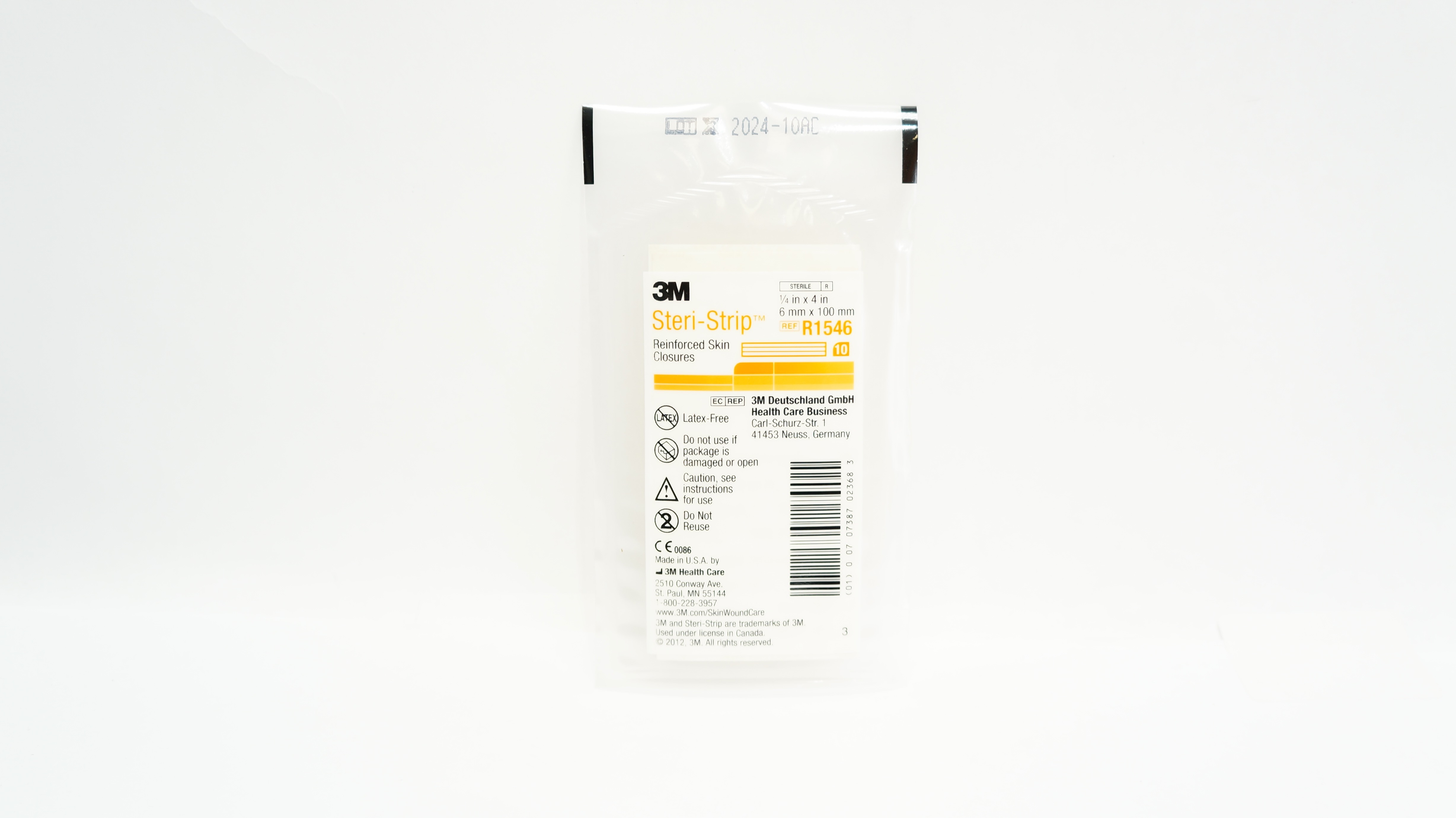 3M R1546 Steri-Strip Reinforced Skin Closures 1/4inch x 4inch - Pack of 10