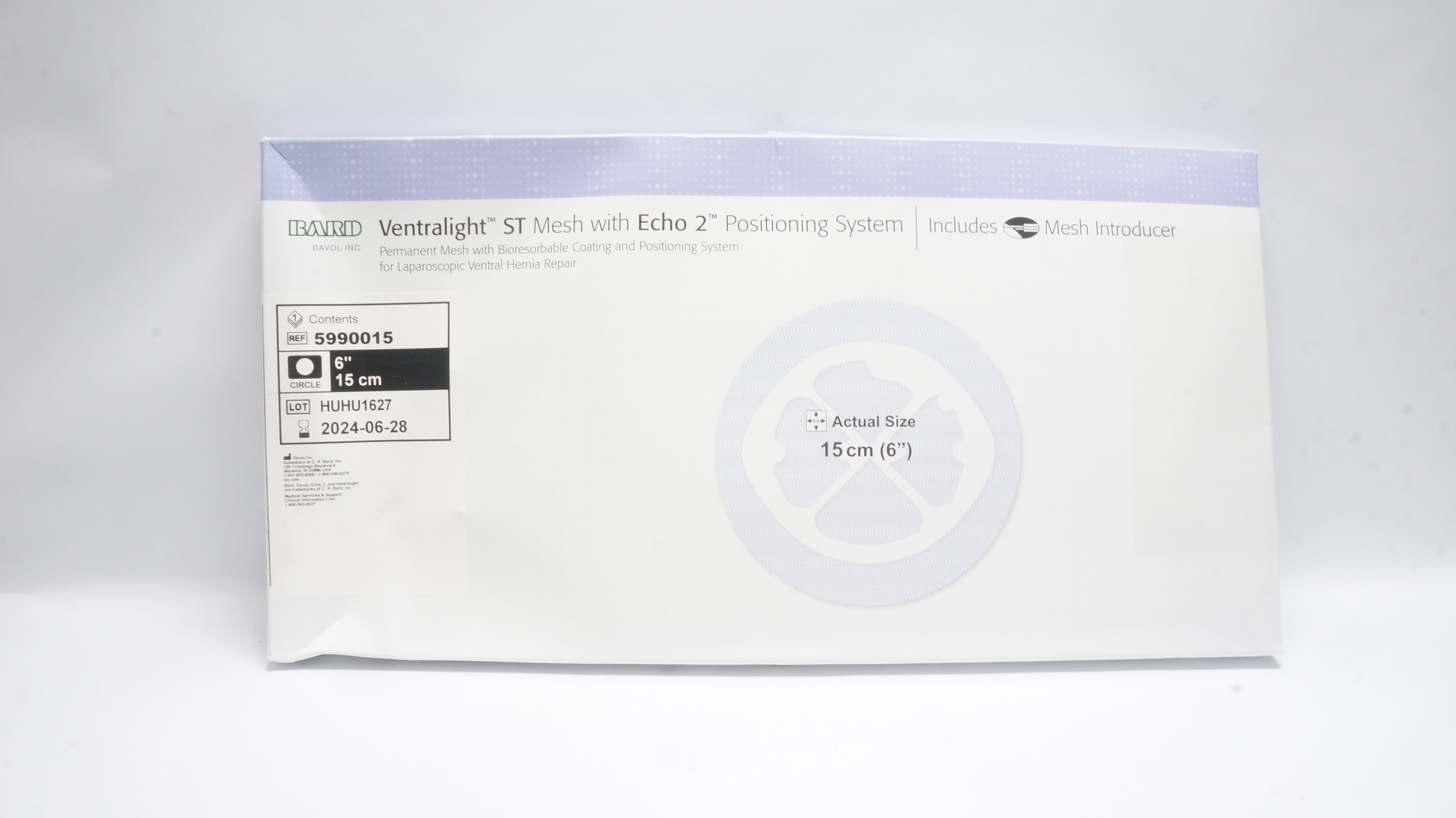 Bard 5990015 Davol Ventralight ST Mesh w/Echo 2 Positioning System 6inch (x)
