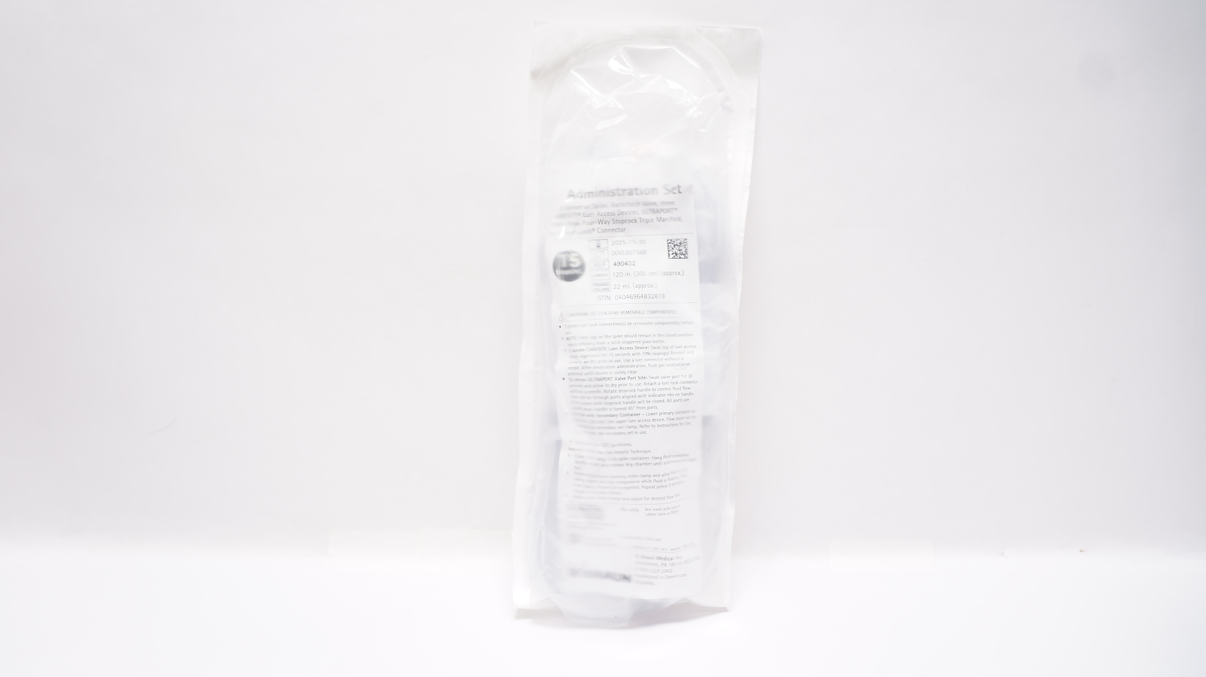 Braun 490432 IV Gravity Administration Set 15 Drops/mL 120inch x 22mL (Appx)